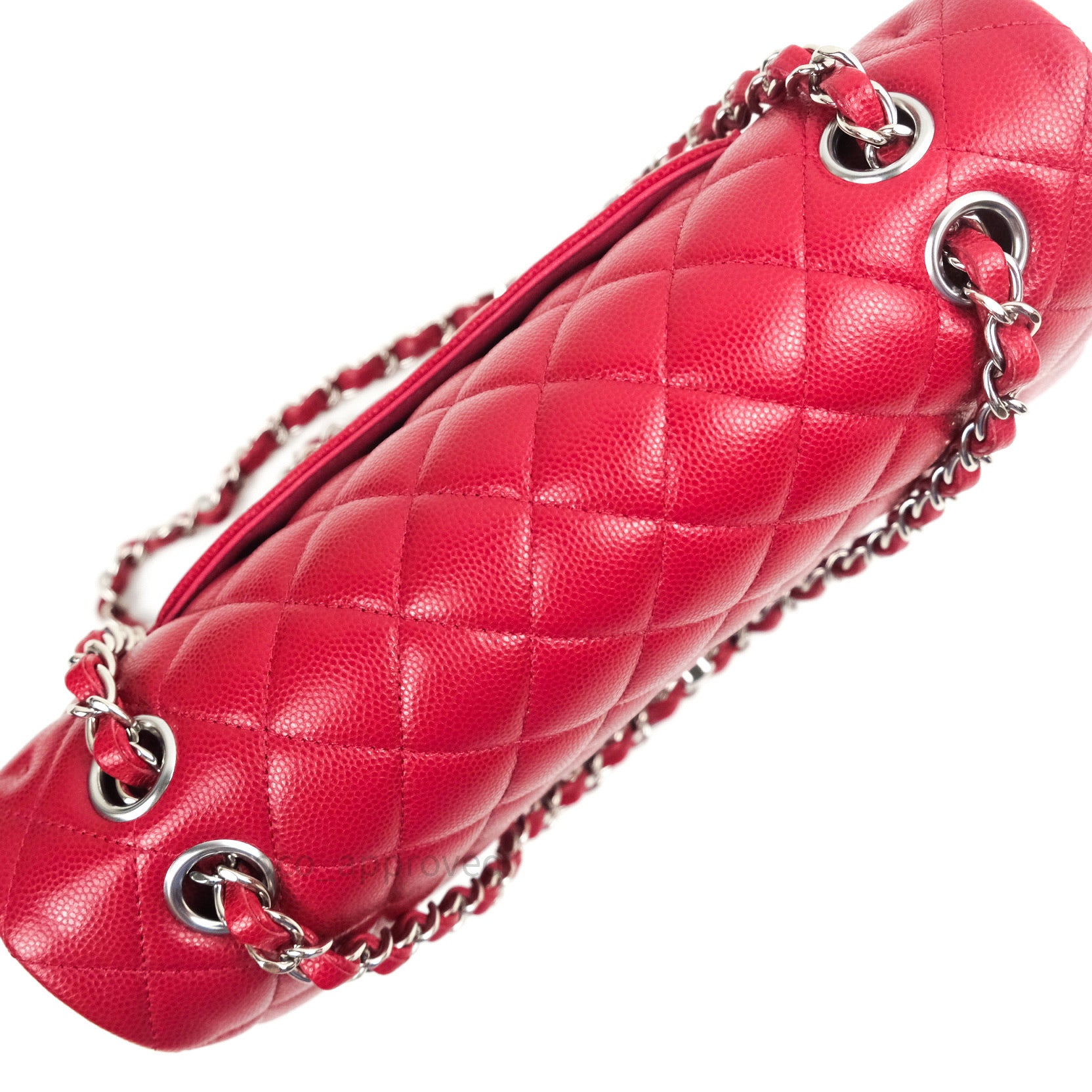 Chanel Classic Medium Double Flap Bag in Red Caviar Leather with Silver Hardware - Perfect for Work, Evening Events & Luxury Fashion Accessories