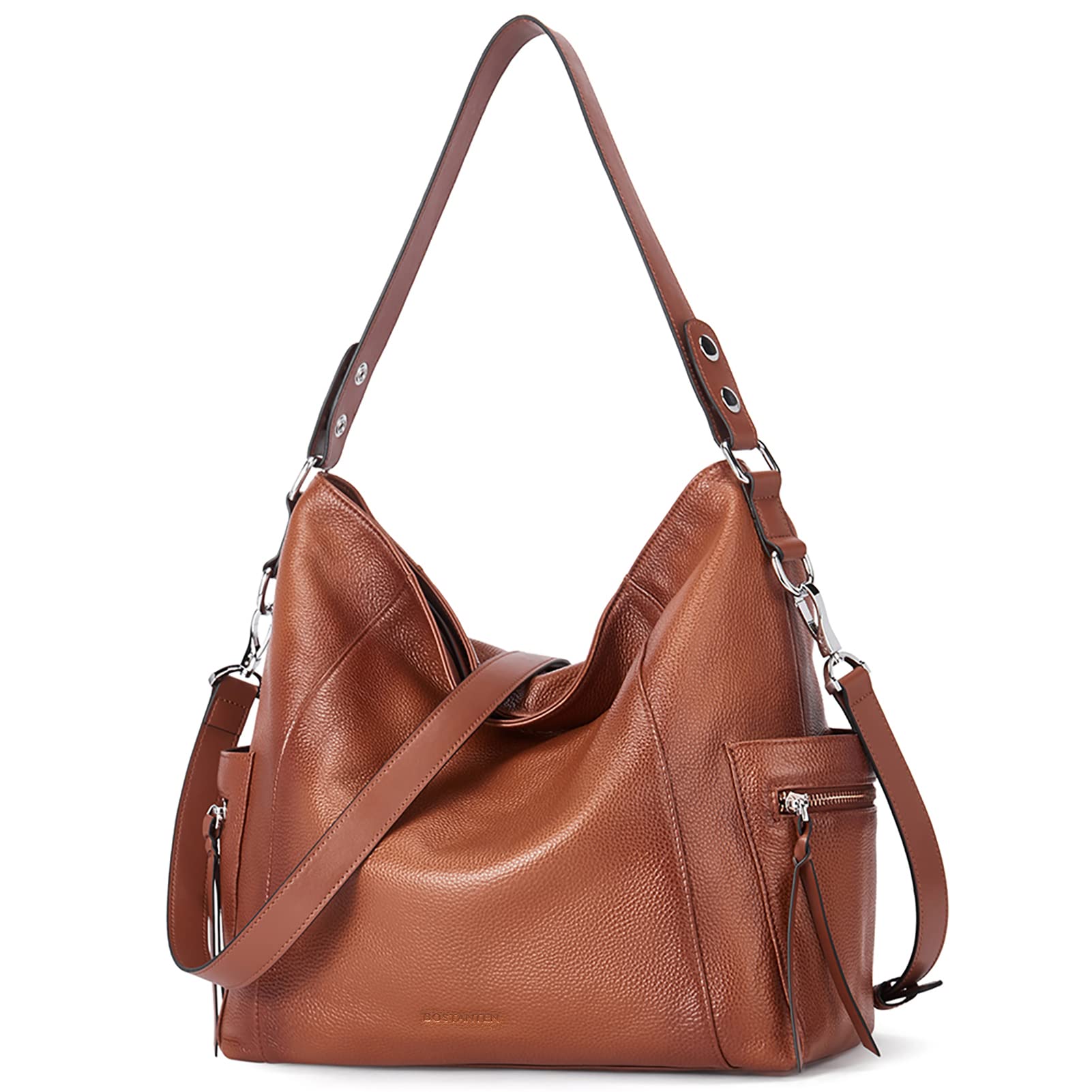 BOSTANTEN Genuine Leather Hobo Handbags for Women - Designer Shoulder Tote & Crossbody Purse - Large Capacity Fashion Bag for Work, Travel & Everyday Use