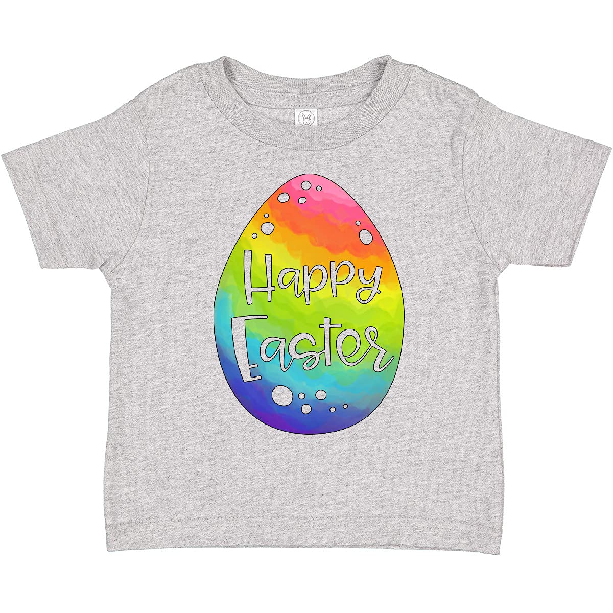 Inktastic Happy Easter Rainbow Easter Egg Toddler T-Shirt - Cute Easter Outfit for Boys & Girls - Perfect for Easter Egg Hunts, Family Photos & Spring Celebrations