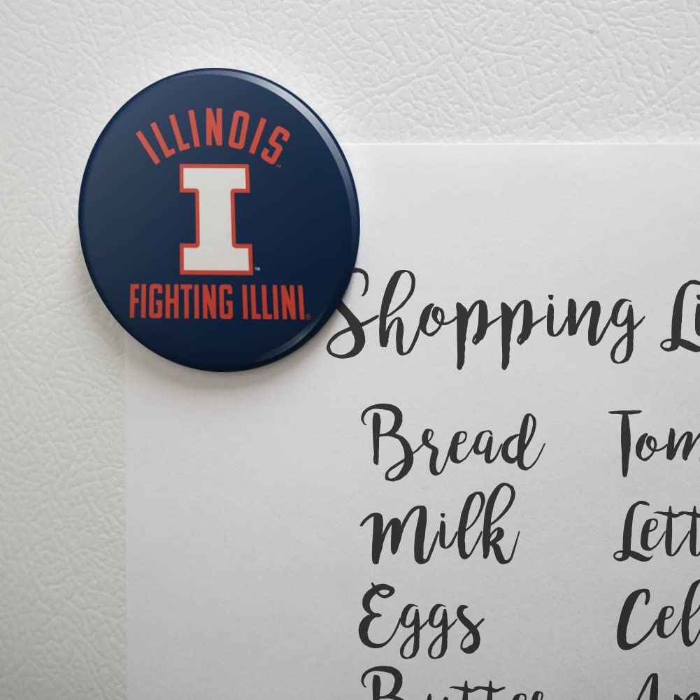 University of Illinois Official Logo Refrigerator Magnet - Strong Kitchen & Locker Button Magnet for School Spirit, Dorm Decor, Office Accessories & Fan Gifts