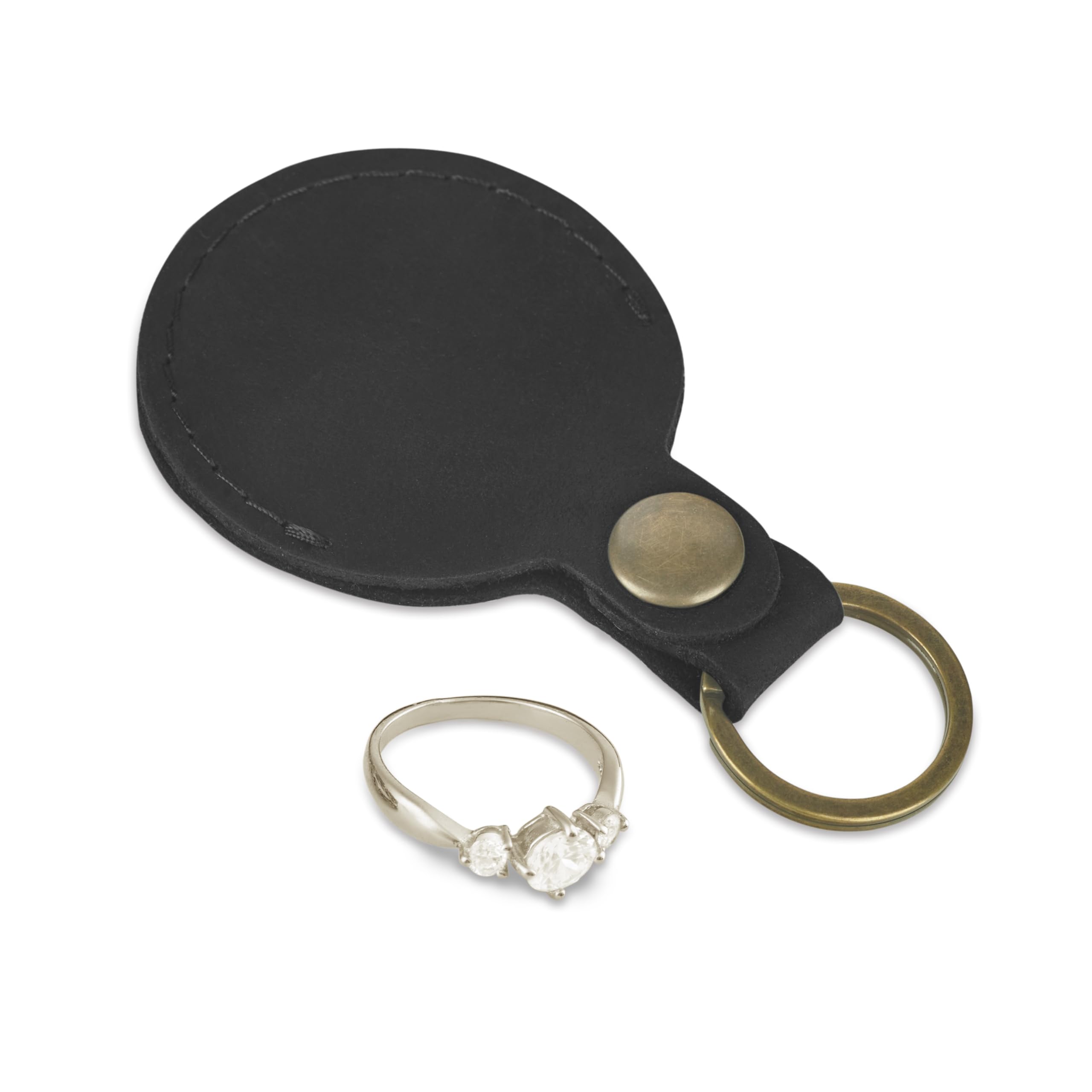 Premium Leather Keychain Ring Holder - Wedding & Engagement Ring Travel Case - Gym & Workout Ring Pouch (Black) - Perfect for Travel, Sports & Everyday Use
