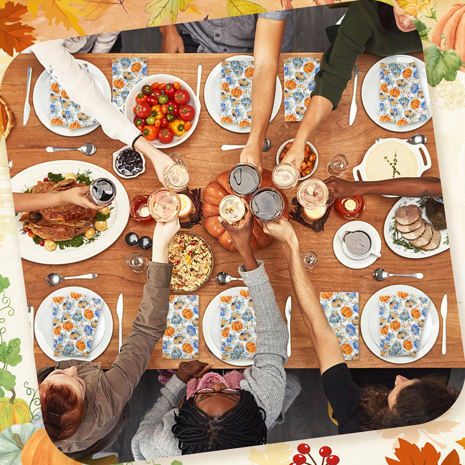 100PCS Fall Pumpkin Napkins - 3-Ply Disposable Thanksgiving Napkins & Guest Towels | Decorative Paper Napkins for Bathroom, Kitchen, Home Decor | Perfect for Autumn Parties, Thanksgiving Dinner & Seasonal Home Decoration