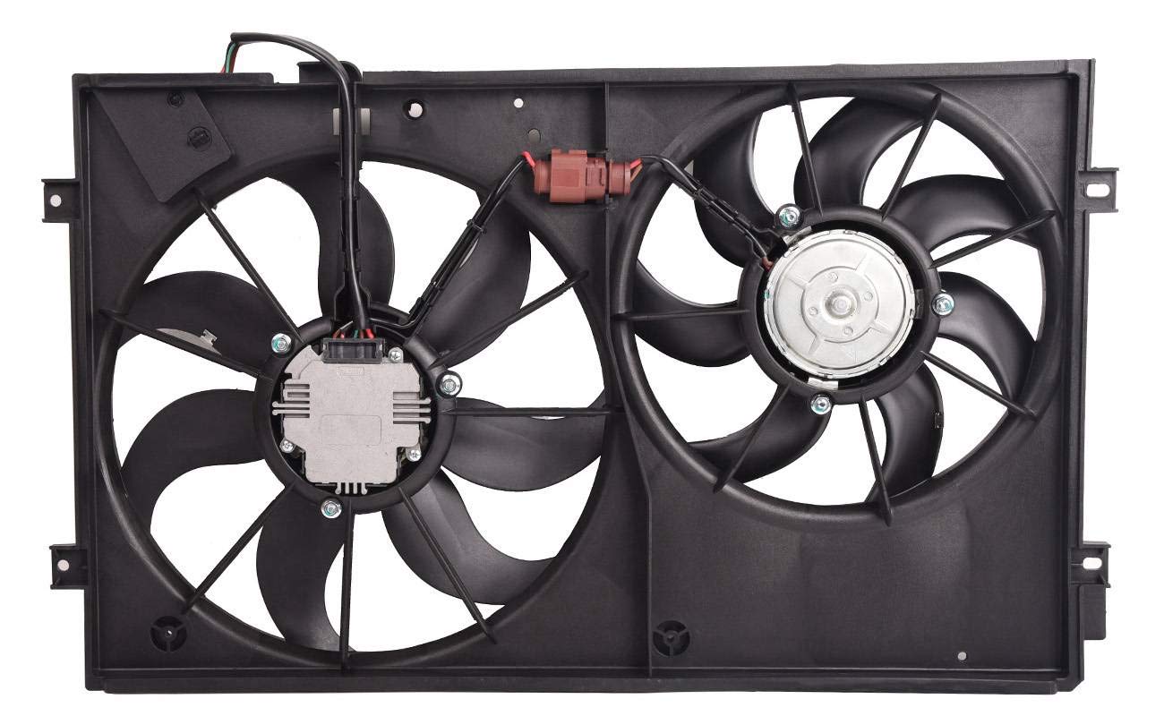 Bapmic 1K0121207BB Front Radiator Cooling Fan Assembly Compatible with Volkswagen Beetle Golf Jetta Rabbit 2.0L 2.5L 2005-2015 Models - Perfect for Engine Cooling & Overheating Prevention