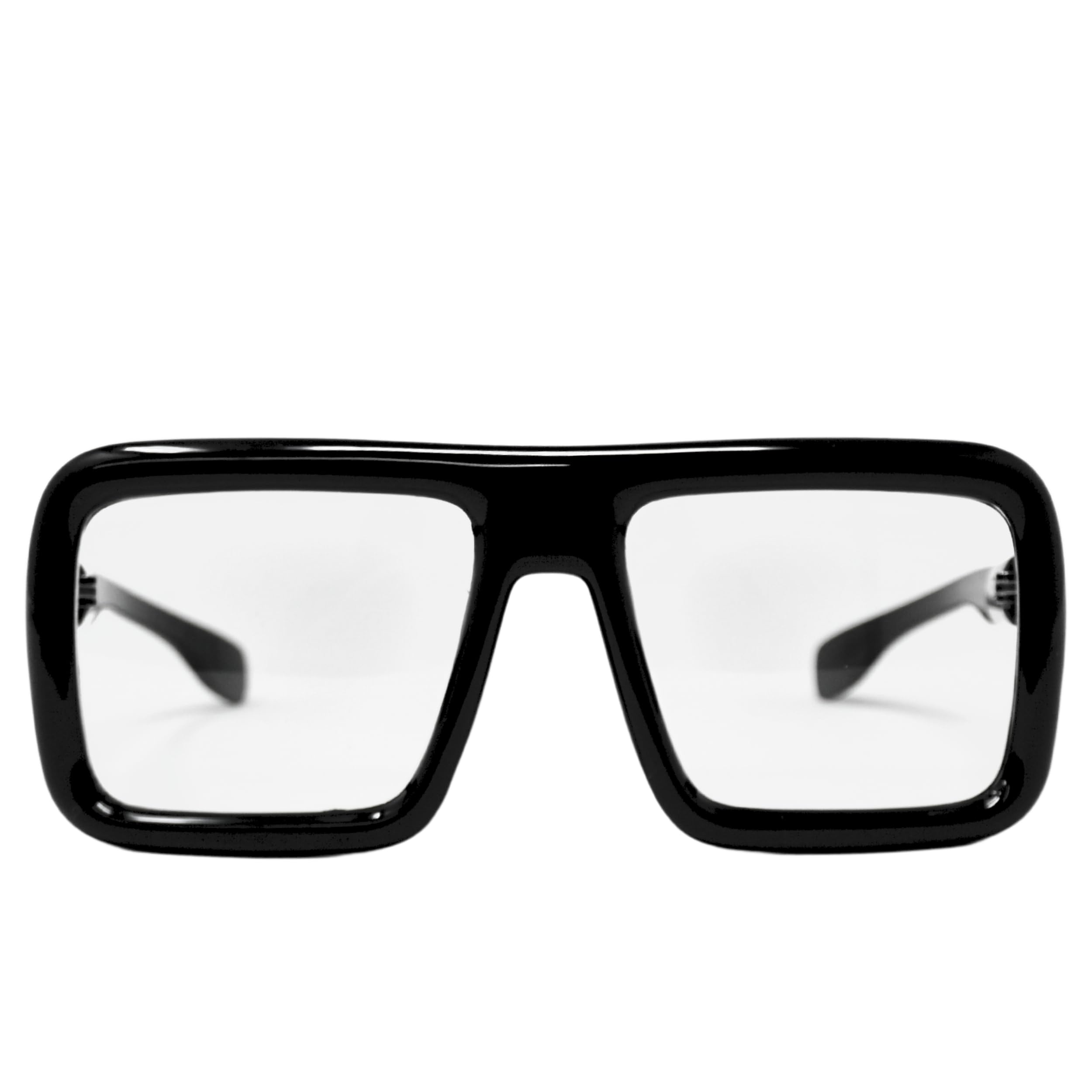 4E's Novelty Black Oversized Thick Frame Clear Lens Non-Prescription Square Glasses - Fake Fashion Eyewear for Velma Costume, Halloween Nerd Accessories - Perfect for Cosplay, Costume Parties & Themed Events (Unisex for Men & Women)