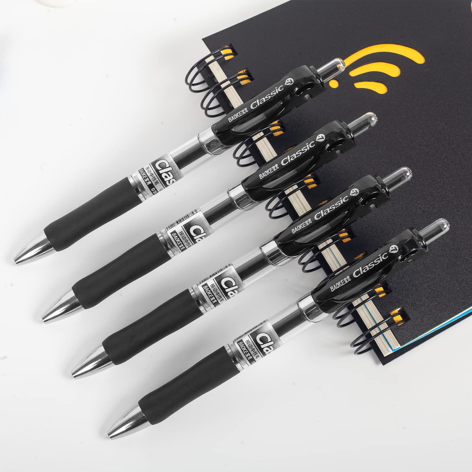 Smooth Writing Retractable Gel Pens 12-Pack - 0.7mm Black Ink Rollerball Pens for Office, School & Note Taking - Large Capacity Refillable Gel Pens for Journaling, Sketching & Daily Use