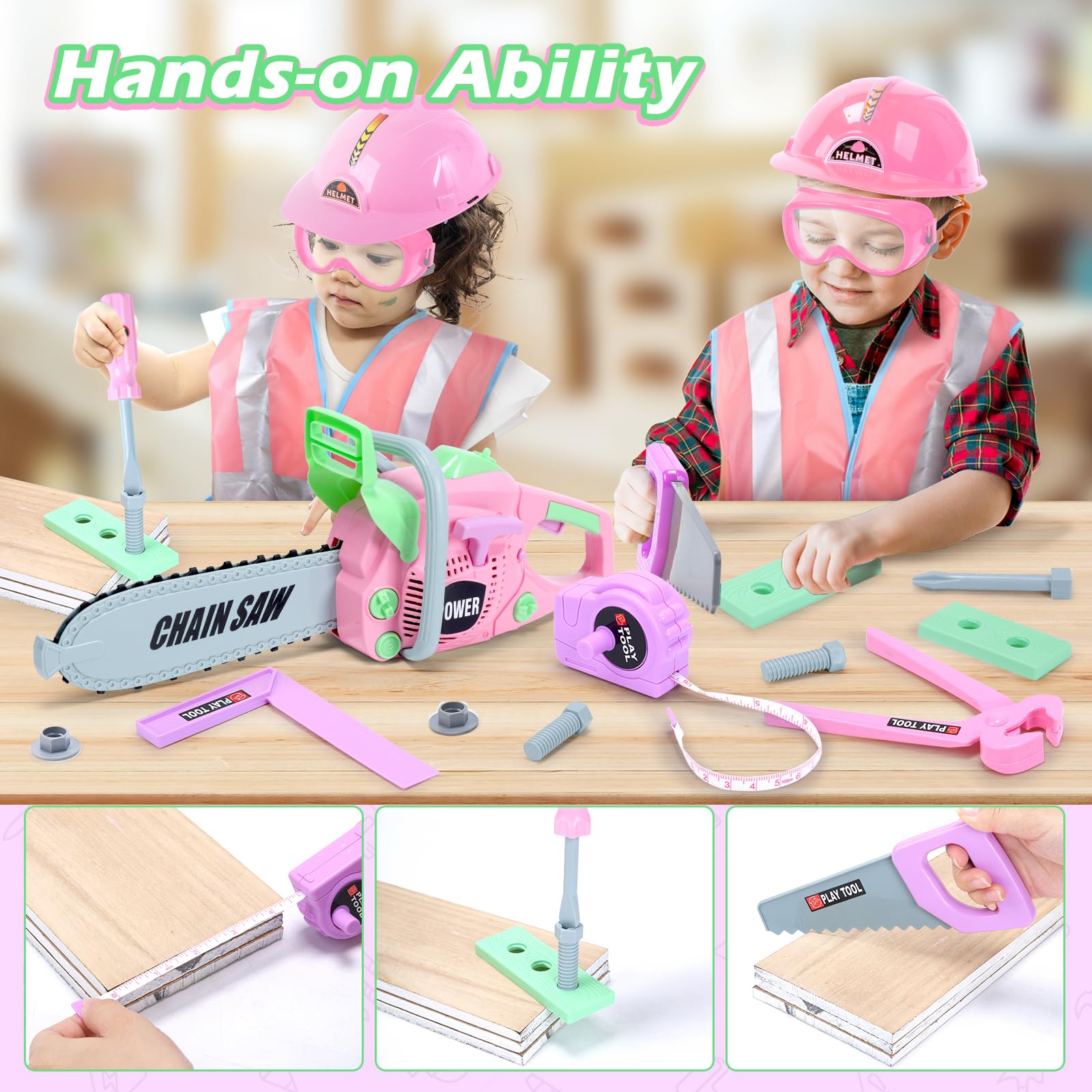 **Skirtoy Kids Toy Chainsaw - Pretend Play Tool Set for Toddlers & Preschoolers | STEM Educational Toy for Outdoor & Indoor Play | Perfect Gift for Family Day & Birthday Parties**