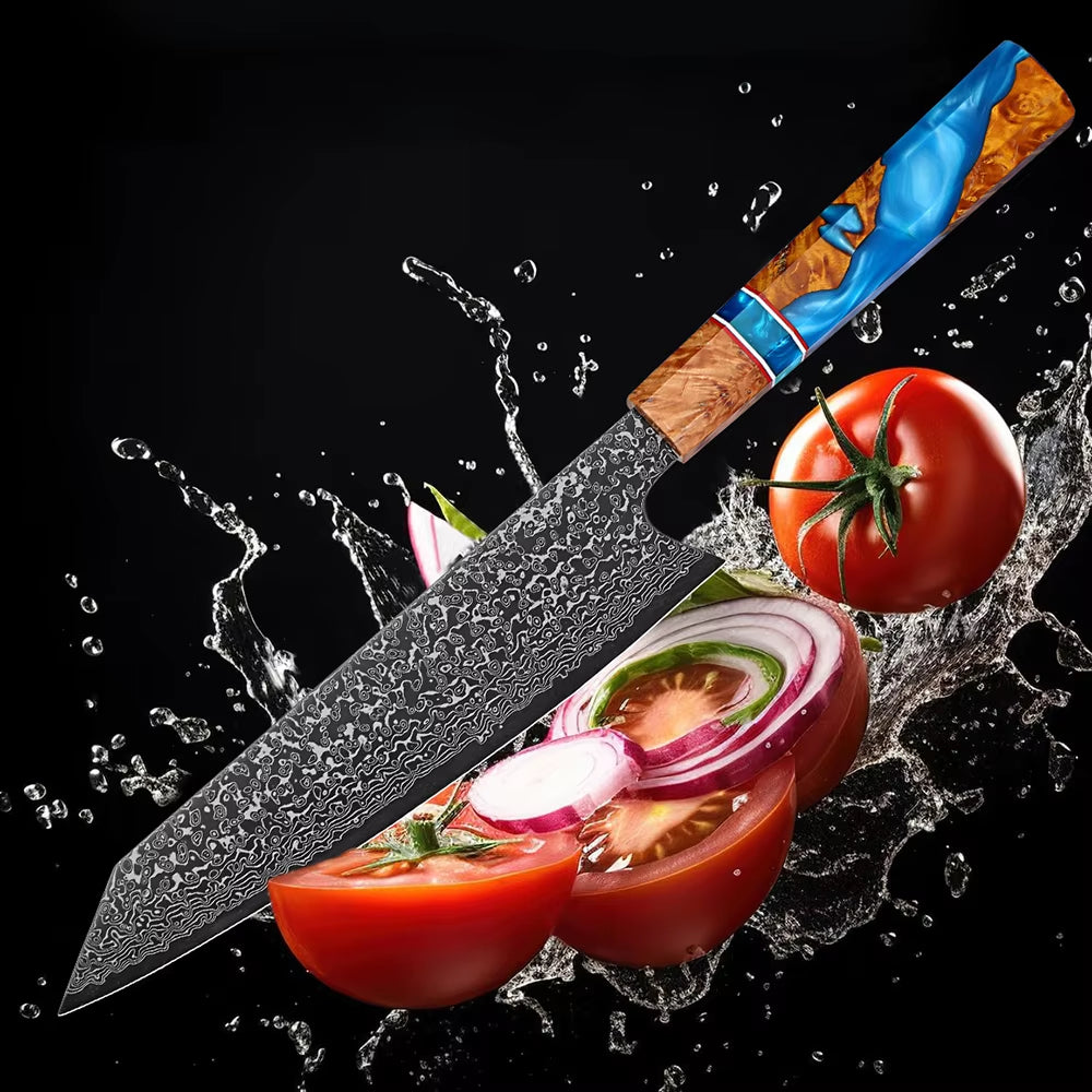 Premium Serene Chef Knife - Exotic Olive Wood Burl & Resin Handle - Professional Kitchen Knife for Cooking, Slicing & Food Prep - Perfect Gift for Chefs & Home Cooks