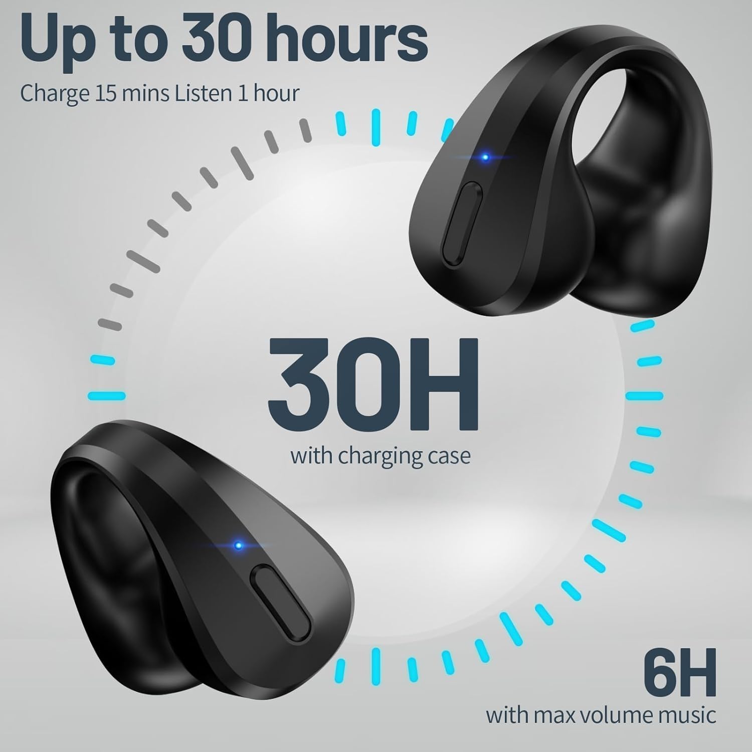S600 Open Ear Clip Bluetooth Headphones - Wireless Sports Headset for Running, Cycling & Gym - Comfortable Secure Fit - Sweatproof & Lightweight (Black) - Perfect for Outdoor Activities & Workouts