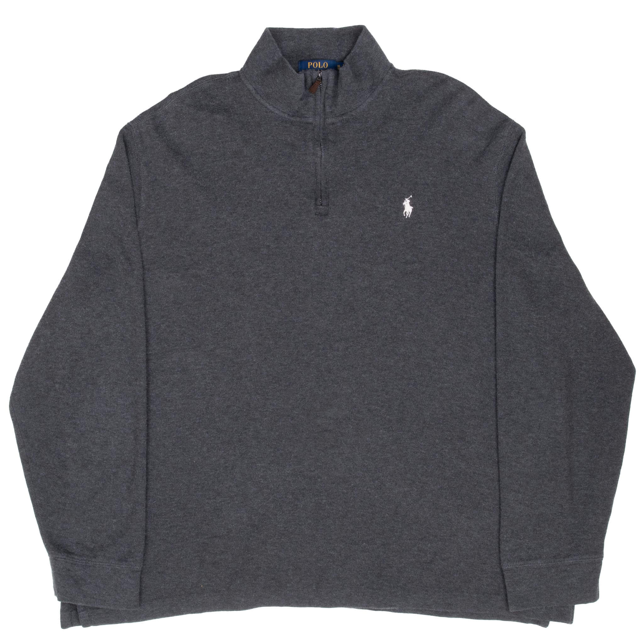 Ralph Lauren Men's Dark Grey Quarter Zip Sweater - Size XL - Comfortable & Stylish Pullover for Casual Wear & Outdoor Activities