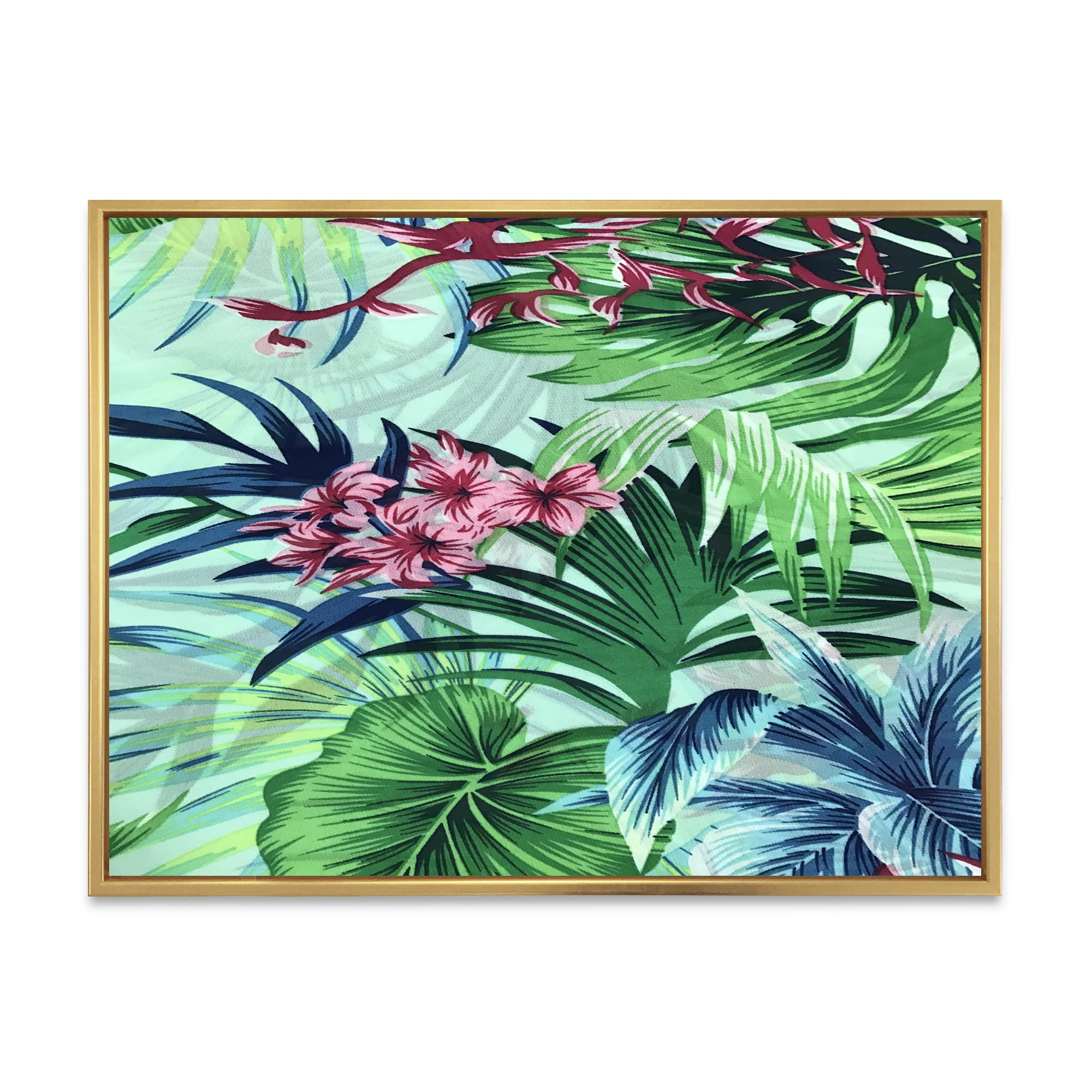 DesignQ Tropical Vintage Flowers VII - Traditional Framed Canvas Wall Art Print for Living Room, Bedroom & Office Decor | Vibrant Floral Painting | Ready to Hang Home Decoration