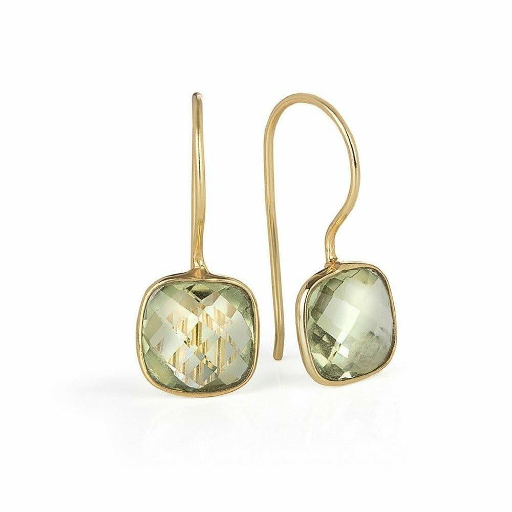Green Amethyst Earrings in 14K Gold - Elegant Dangle Earrings for Women | Perfect for Weddings, Parties & Everyday Wear