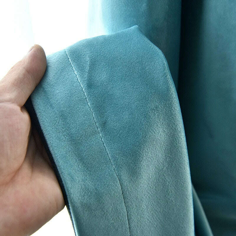 Brittany Velvet Plain Curtains - Soft Blue Blackout Drapes for Living Room & Bedroom | Elegant Window Treatment for Home Decor
