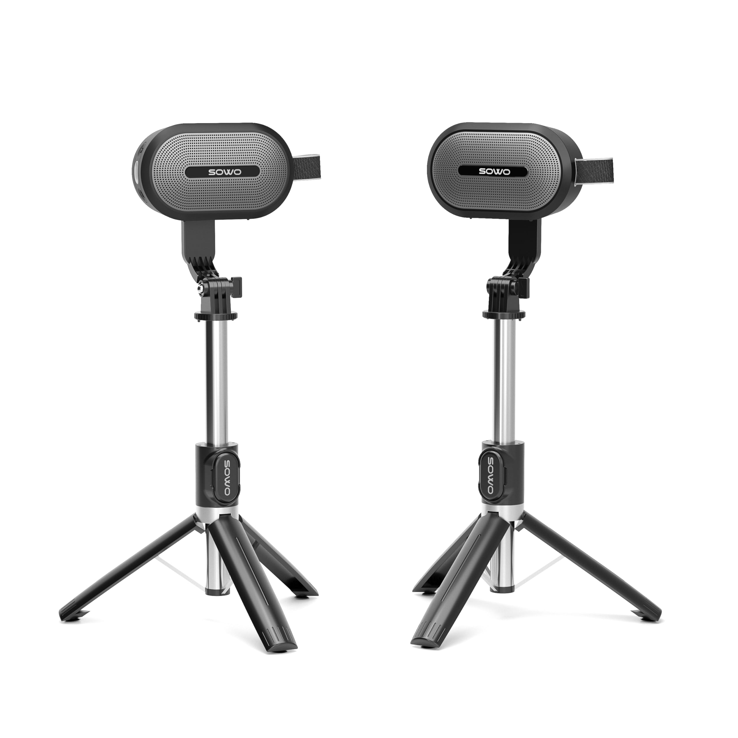 SOWO Wireless Dual Bluetooth Speakers Set with Adjustable Stands - 2Pcs High-Fidelity Stereo Sound, Smart Pairing Sync & Surround Sound - Portable Lightweight Case Included for Home Theater, Outdoor Travel, Parties & Birthday Celebrations