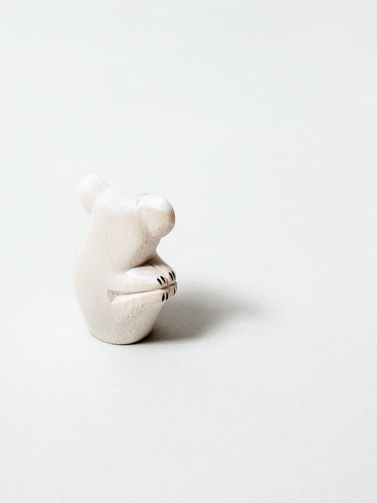 Hand Carved Wooden Koala Figurine - Cute Home Decor, Gift for Animal Lovers - Perfect for Nursery, Bookshelf & Office Desk Display