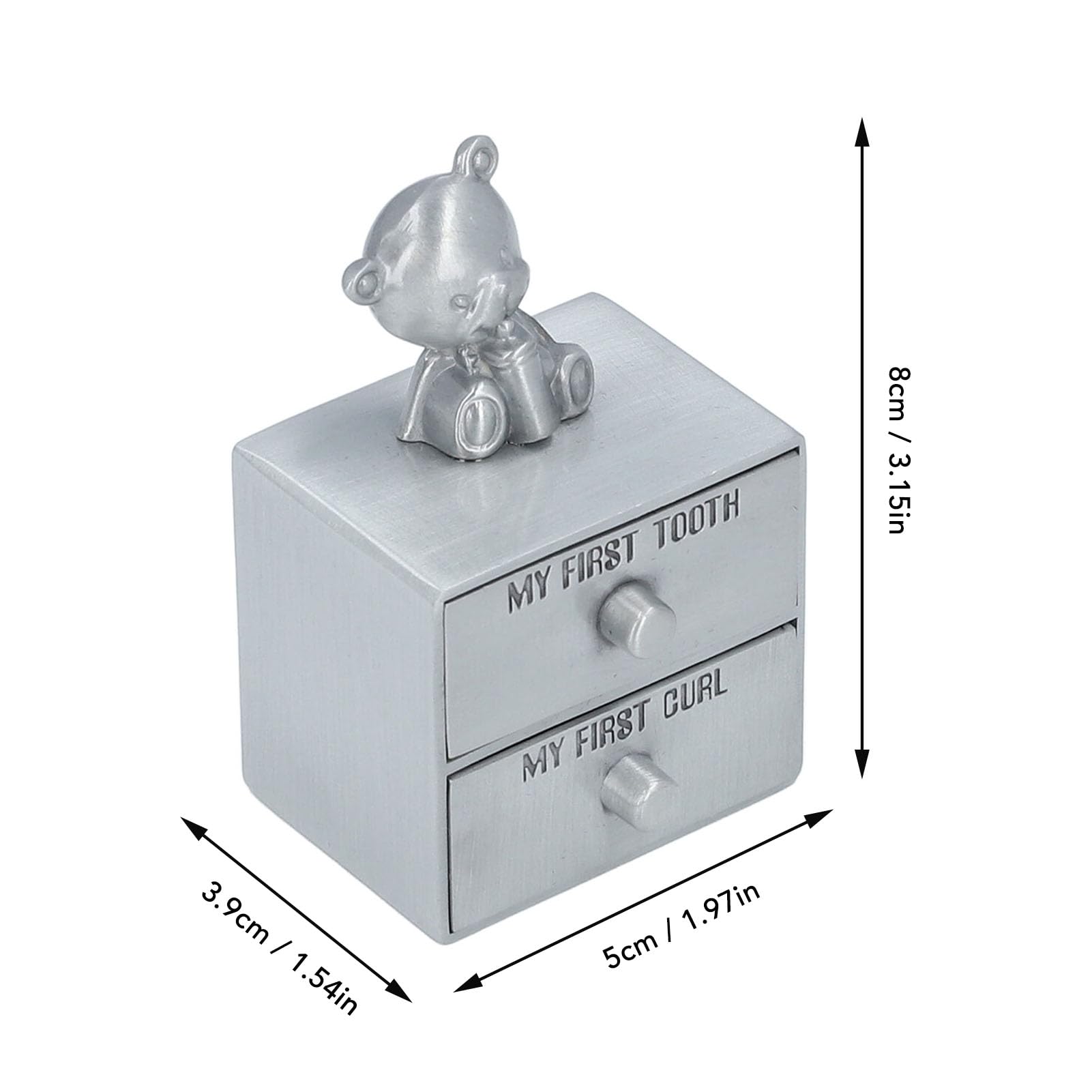 Alloy Tooth Fairy Keepsake Box with Cute Bear Design - Baby Teeth & Curls Storage for Boys & Girls - Perfect Newborn Birthday Gift for First Tooth Celebration & Memory Preservation