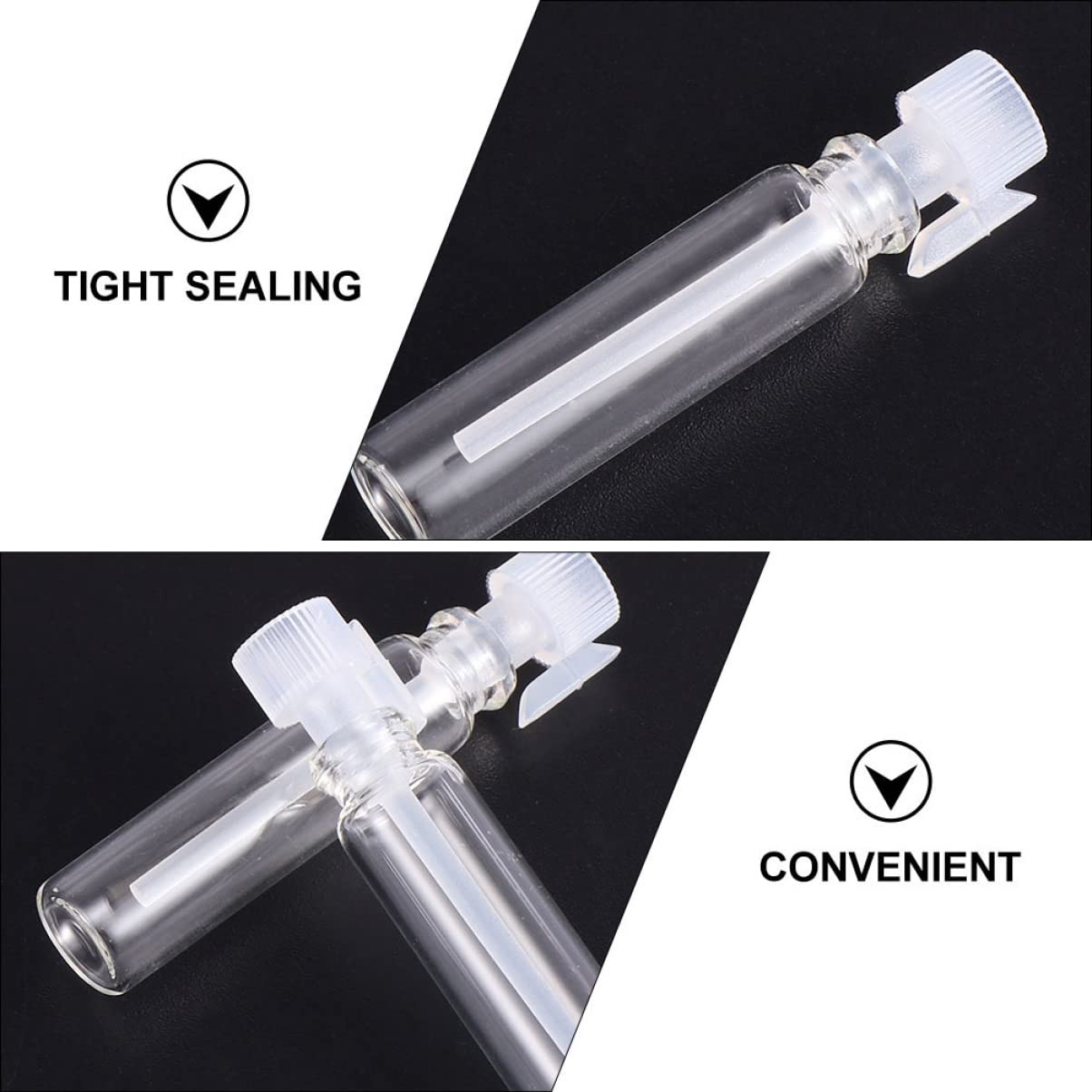 100pcs Clear Glass Perfume Sample Vials - Essential Oil Bottles with Dropper & Spray Cap - Mini Travel Bottles for Perfume, Aromatherapy, DIY Blends - Perfect for Terrariums, Gift Samples & On-the-Go Use