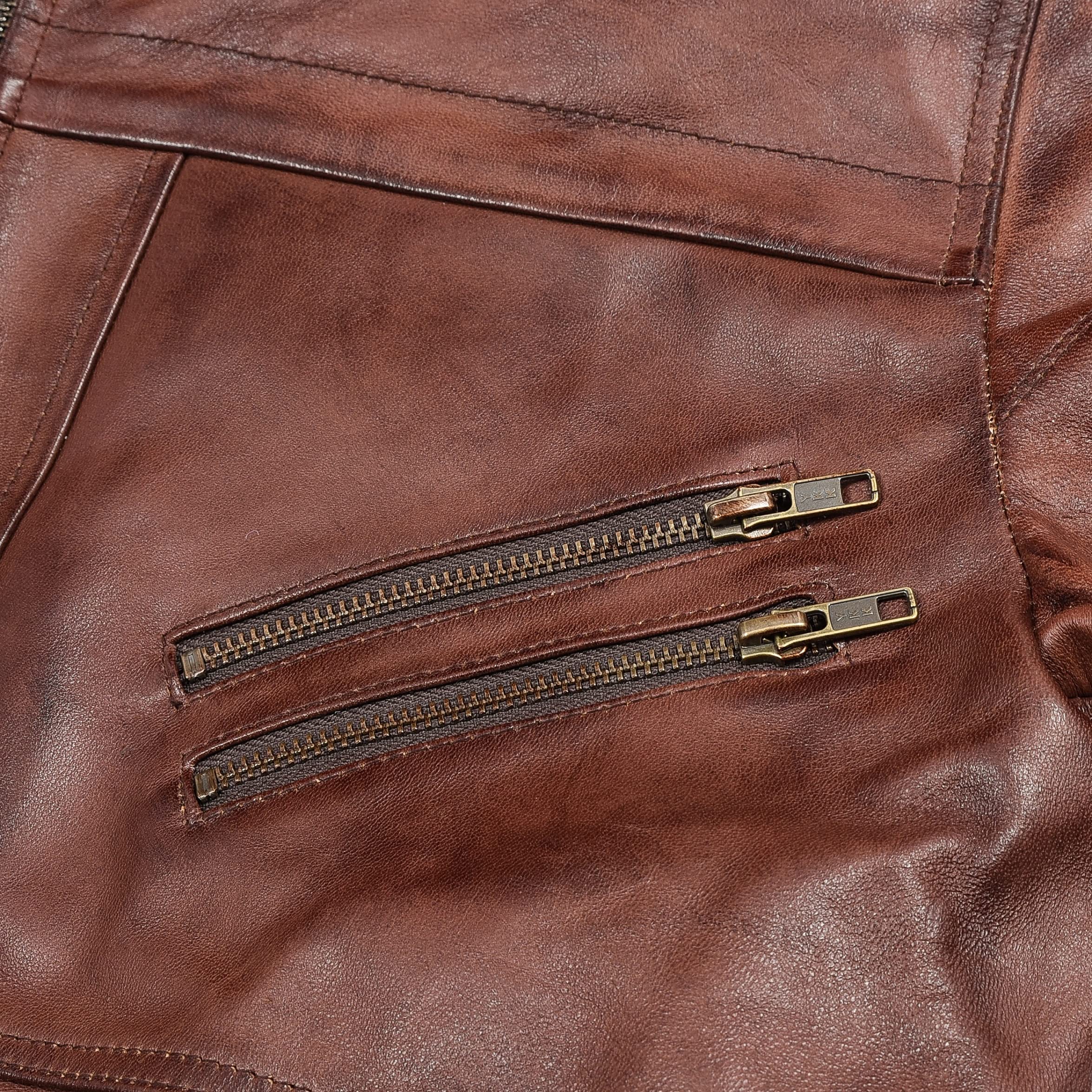Men's Brown Leather Jacket with Removable Hood - Stylish Motorcycle Jacket for Bikers & Outdoor Enthusiasts | Perfect for Riding, Casual Wear & Cool Weather Protection