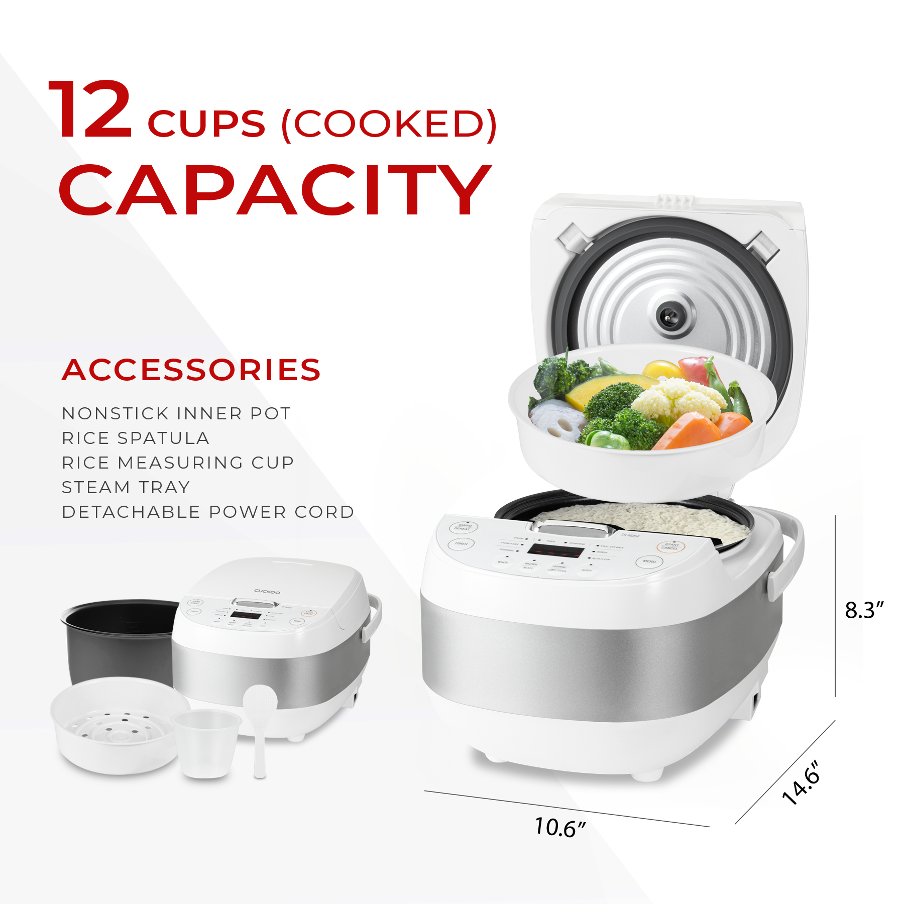 6 Cup Micom Rice Cooker (CR 0605F) - Smart Fuzzy Logic Technology, Keep Warm Function, Non-Stick Inner Pot - Perfect for Small Families, Dorm Rooms & Meal Prep