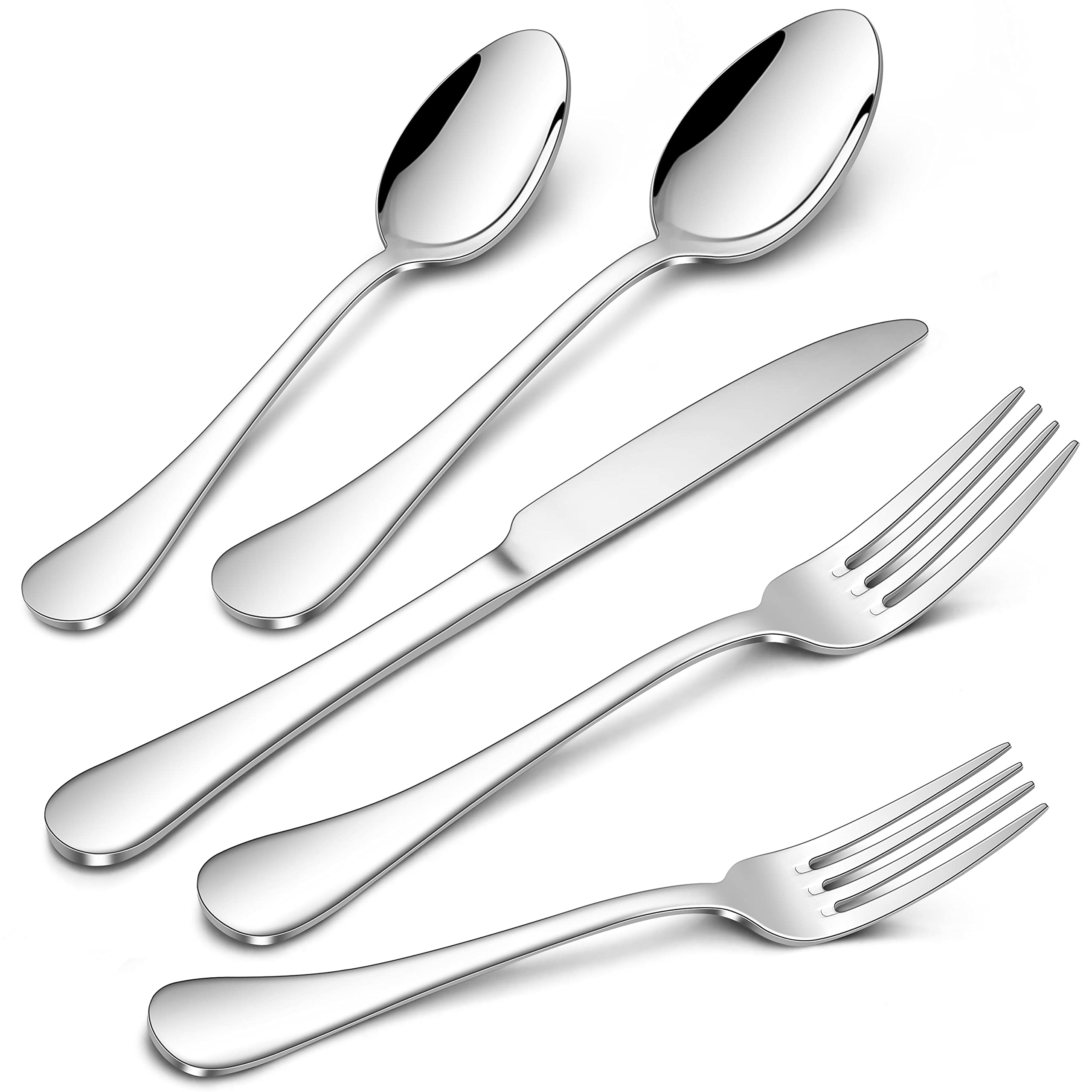 Premium 18/10 Stainless Steel Flatware Set - 60 Piece Silverware Cutlery Set for 12 People, Mirror Polished Dishwasher Safe Tableware for Home, Restaurant & Wedding - Elegant Dining Utensils for Everyday Meals, Dinner Parties & Special Occasions