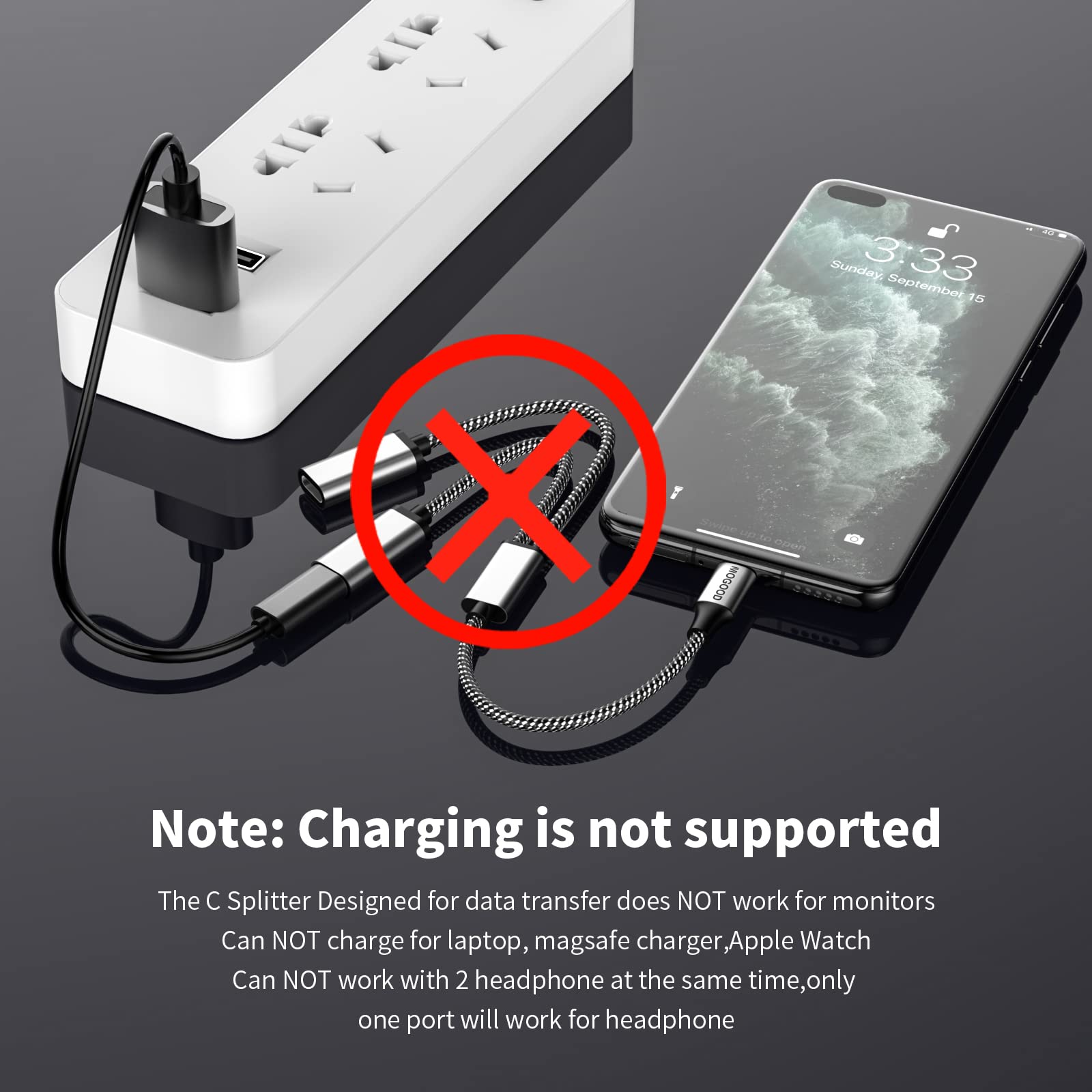 Dual USB C Female Adapter - 2 Port USB C Splitter, 5V/0.9A Power Output, Durable Compact Design for Data Transfer & Device Syncing - Perfect for Laptops, Phones & Tablets