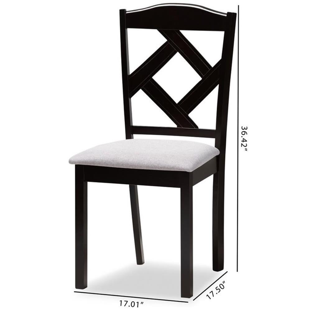 BOWERY HILL Modern Dining Chairs Set of 2 - Grey and Brown Upholstered Side Chairs for Kitchen, Dining Room & Office - Comfortable Seating for Home & Restaurant Use