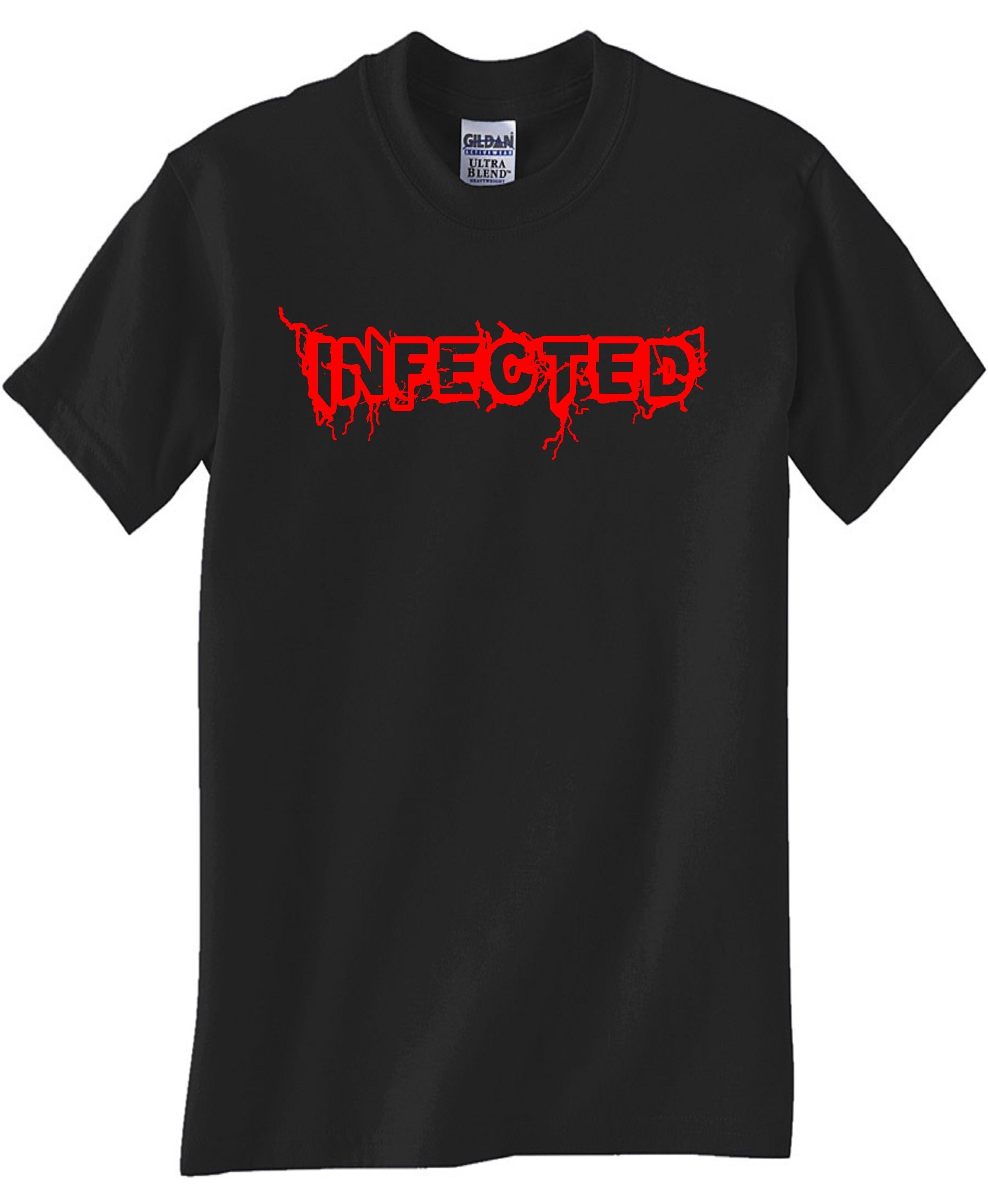 STUFF WITH ATTITUDE Infected Black Graphic T-Shirt for Men | Cool Horror Punk Tee for Concerts, Halloween & Casual Wear