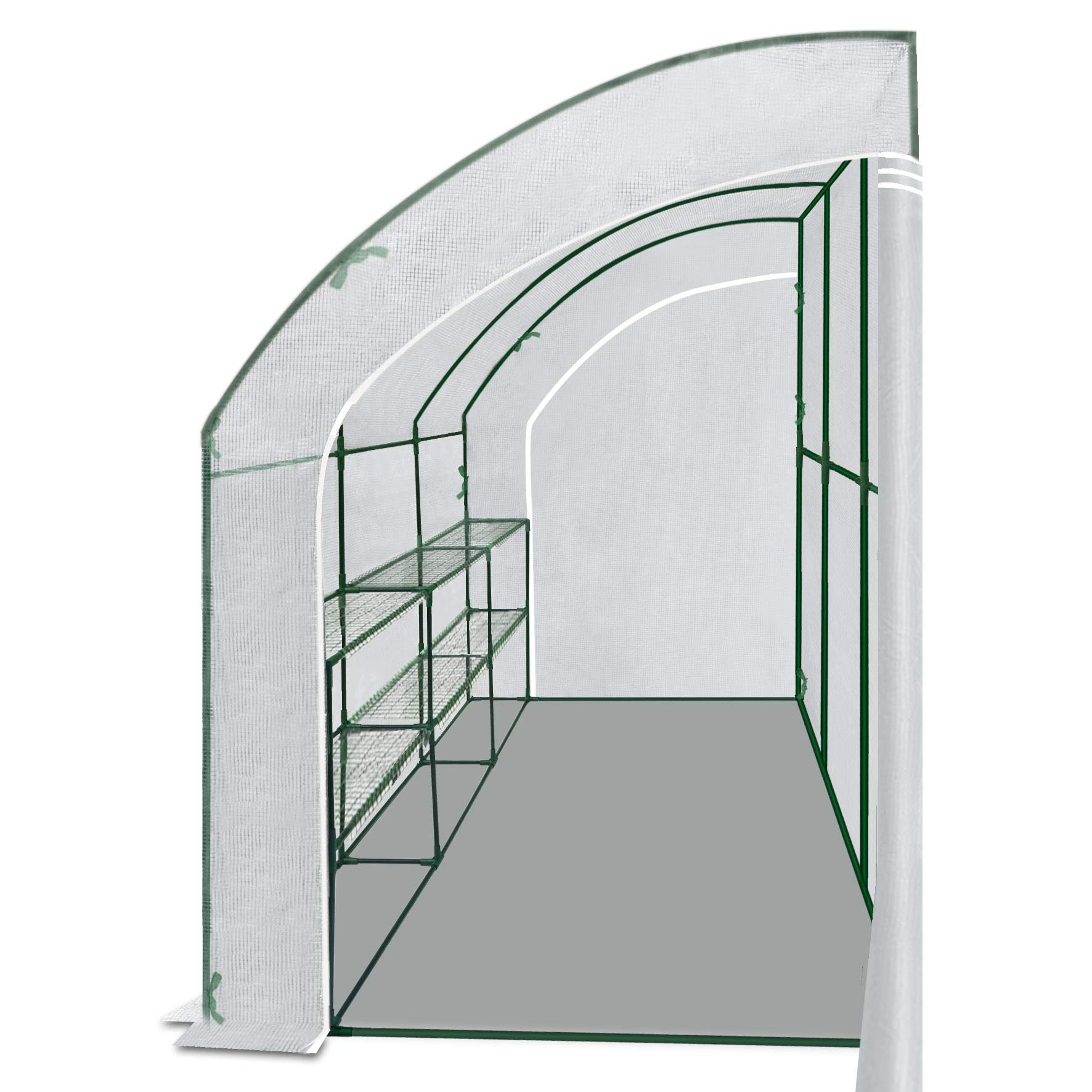 Large 10x5x7ft Walk-in Greenhouse for Outdoor Gardening - Portable Waterproof Hot House with 3 Tiers & 6 Shelves, White (2 Doors) - Perfect for Growing Vegetables, Flowers & Herbs in Backyard or Patio