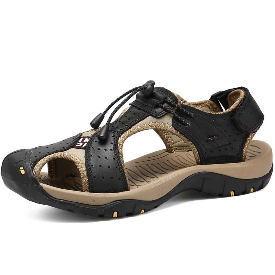 CHENSAN Men's Hiking Sandals - Breathable Leather Walking Shoes for Beach, Water Sports & Outdoor Adventures | Comfortable Waterproof Sandals for Travel, Camping & Summer Activities