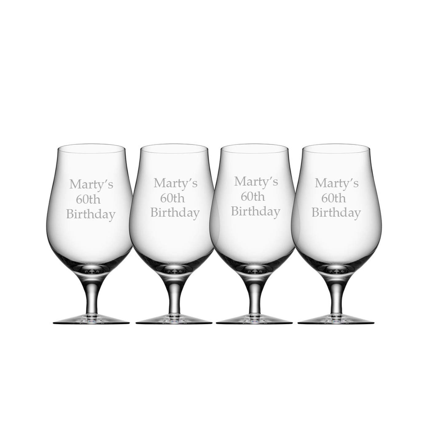 Personalized Orrefors Craft Beer Glasses Set of 4 - 16oz Custom Engraved Tulip Style Drinking Glasses for Ale, IPA, Bock & Cider - Perfect for Home Bars, Gifts & Beer Tasting Events