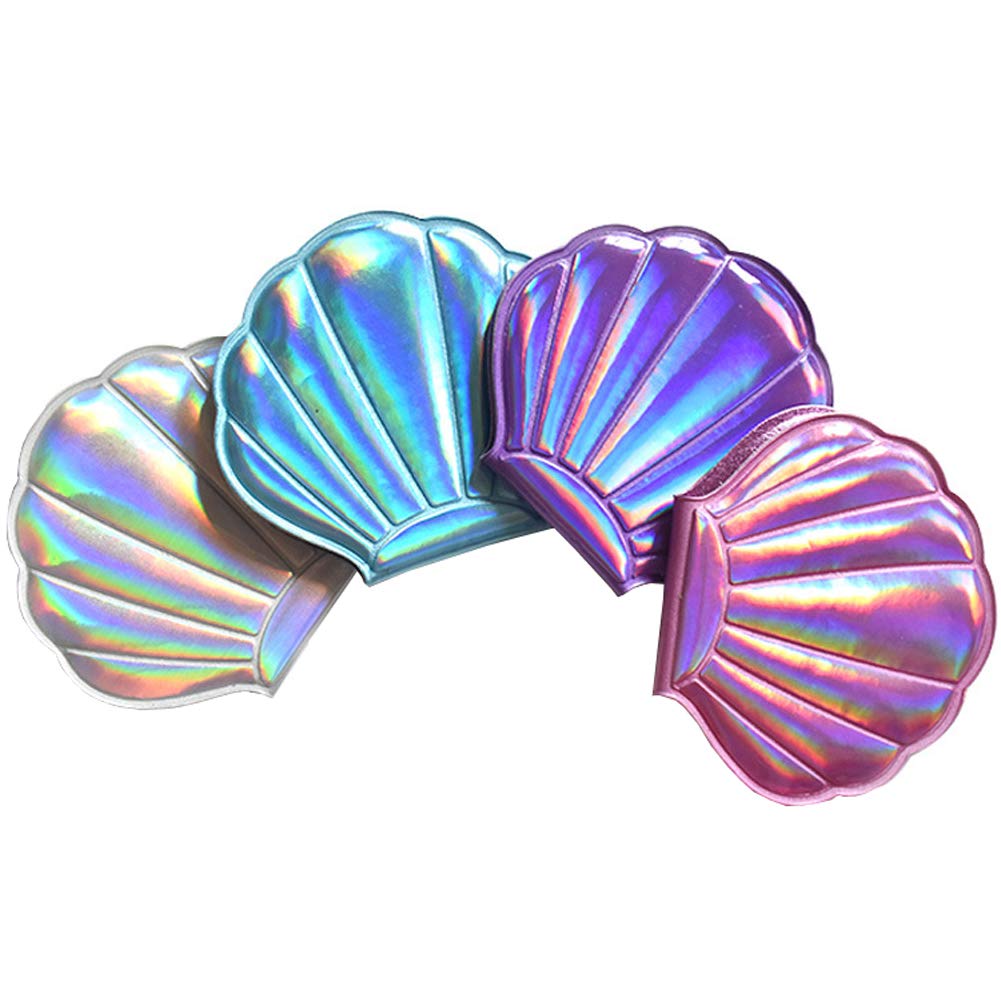 4-Piece Shell Shaped Compact Makeup Mirror Set - Double Sided Folding Pocket Mirror with Magnification for Travel, Purse & Vanity | Perfect for On-the-Go Touch Ups & Home Makeup Application