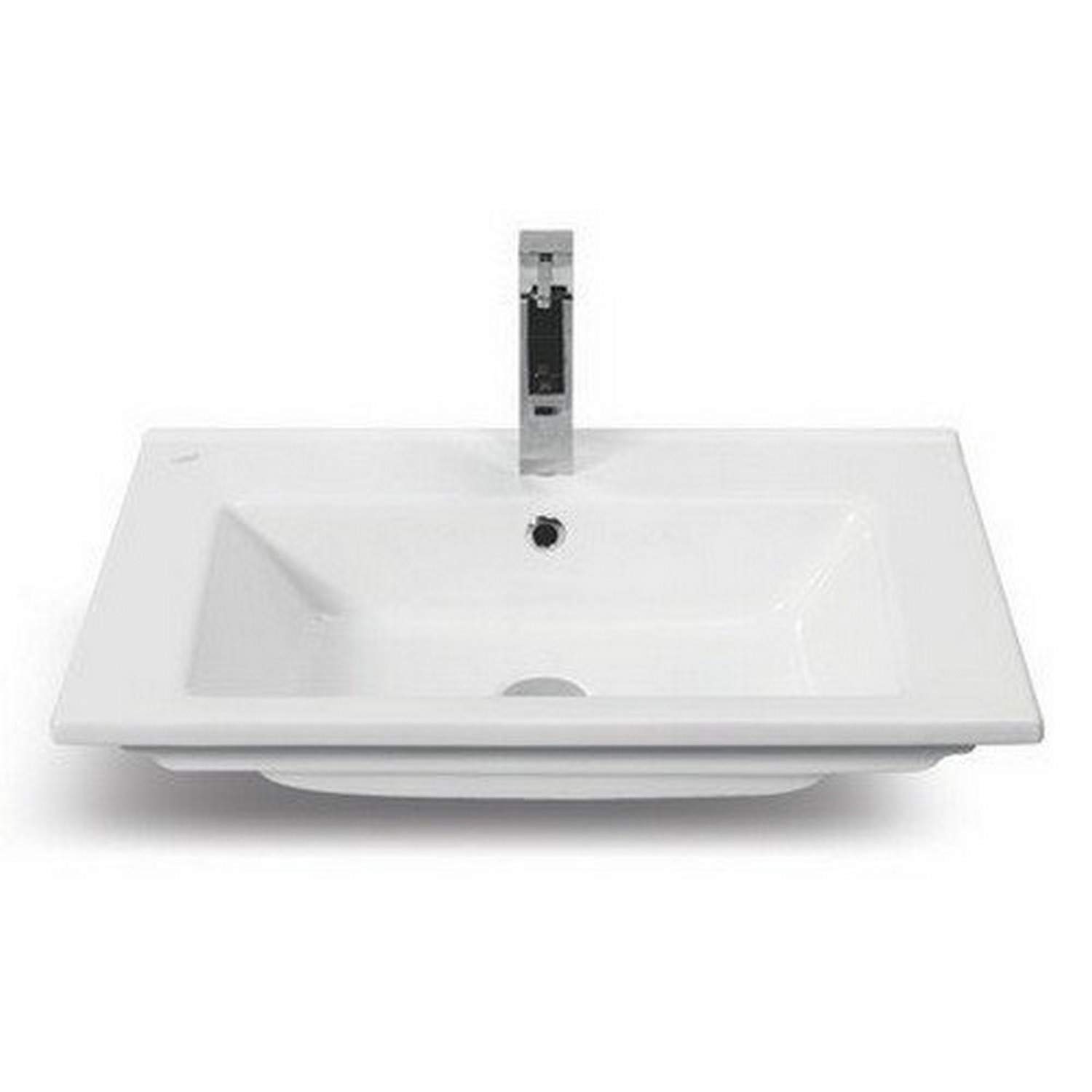 CeraStyle 067300-U One Hole Bathroom Sink in White - Modern Arte Collection for Vanity & Powder Room - Perfect for Small Bathrooms & Guest Suites
