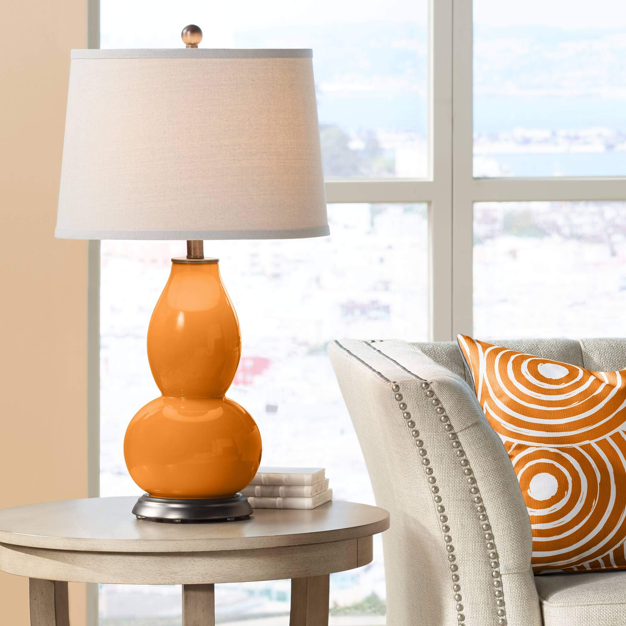 Color + Plus Cinnamon Spice Double Gourd Table Lamp - Handcrafted Boho Home Decor for Living Room, Bedroom & Office - Warm Ambient Lighting for Cozy Nights & Relaxation