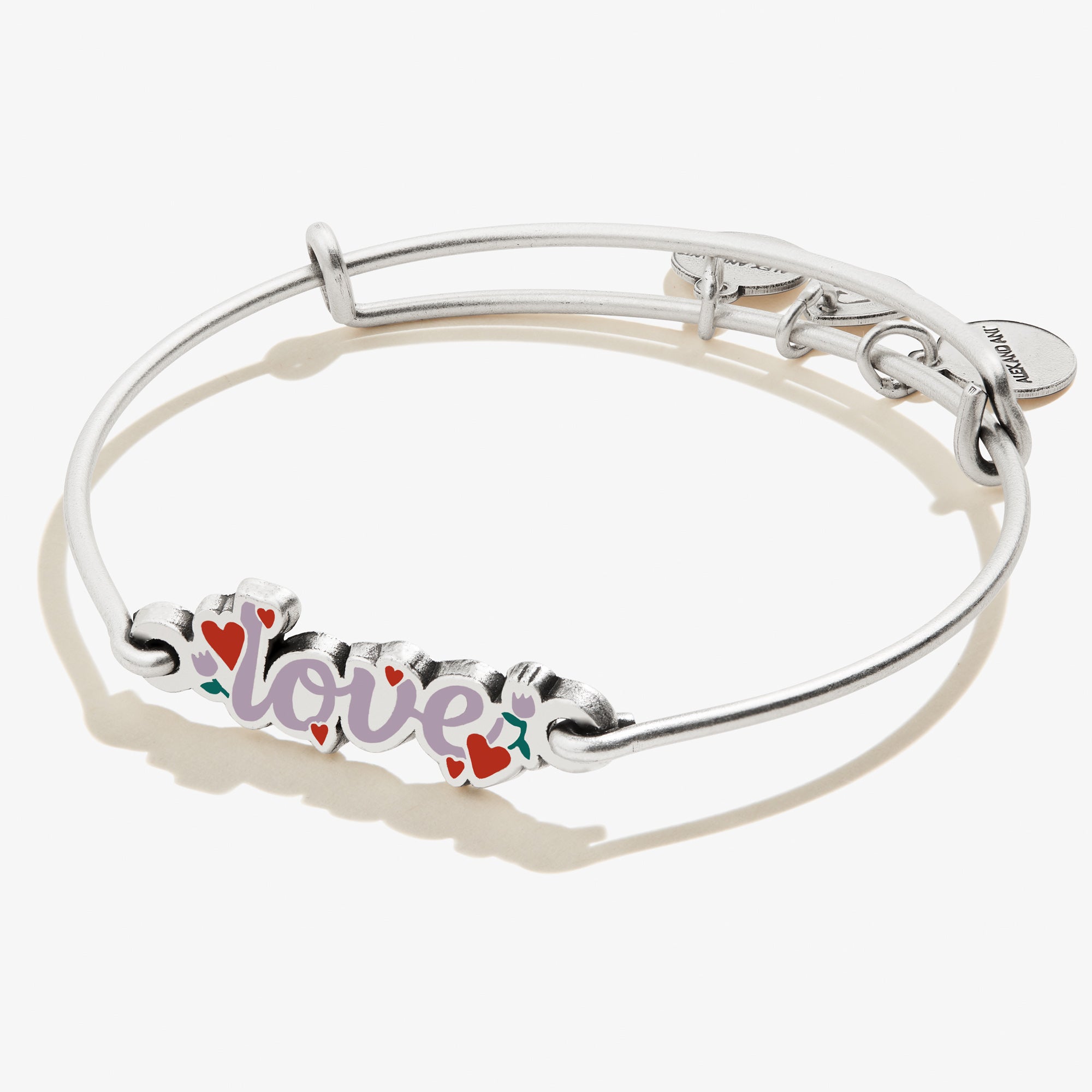 Love Inline Charm Bangle - Sterling Silver Adjustable Bracelet for Women | Perfect for Valentine's Day, Anniversary & Everyday Wear