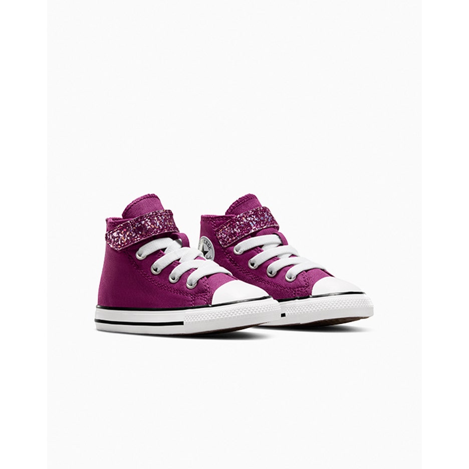 Converse Kids Chuck Taylor All Star 1V Glitter Violet Sneakers - Comfortable & Stylish Casual Shoes for Boys & Girls, Perfect for School, Playground & Everyday Wear