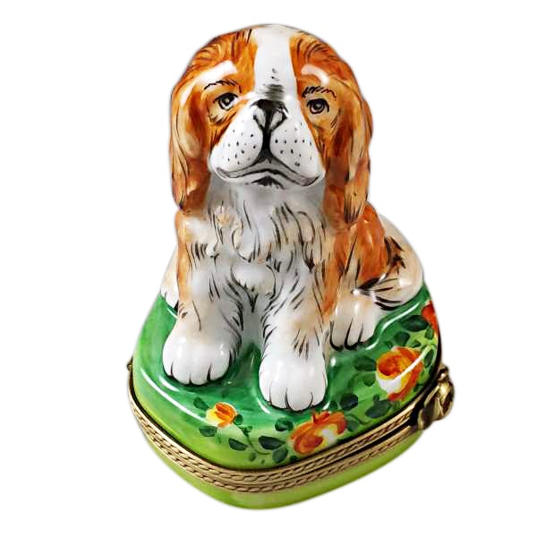 King Charles Spaniel Limoges Porcelain Box - Hand-Painted Collectible Trinket Box for Jewelry & Keepsakes | Perfect Gift for Dog Lovers & Home Decor
