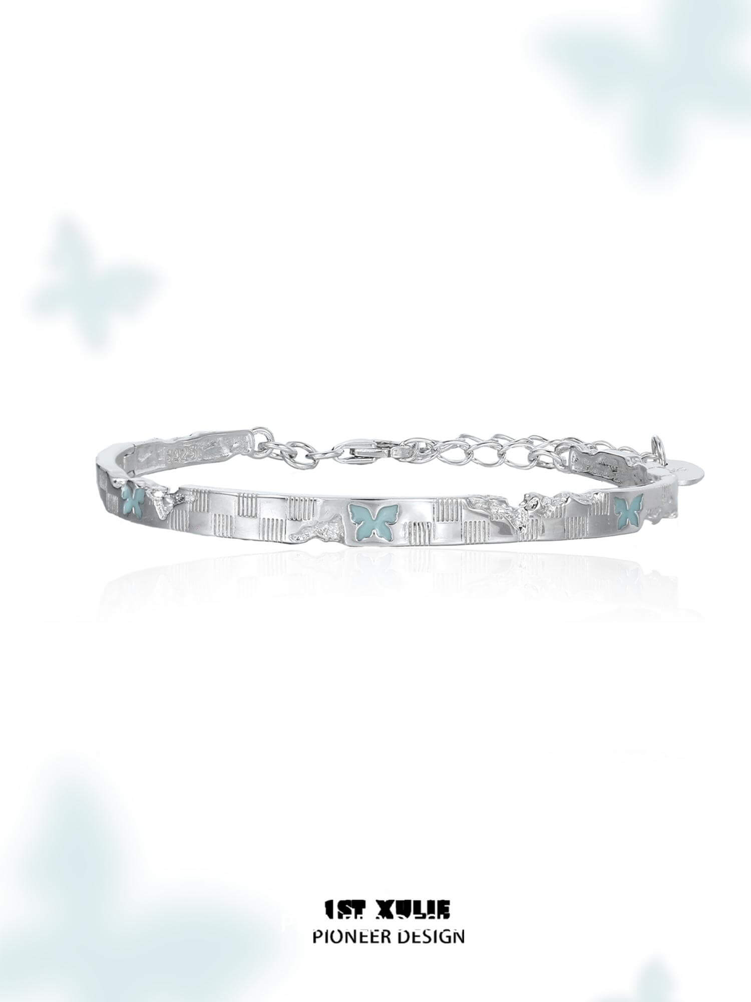 Whiterfly S925 Sterling Silver Logo Chain Bracelet for Women - Elegant & Dainty Jewelry Gift for Her - Perfect for Everyday Wear, Parties & Special Occasions