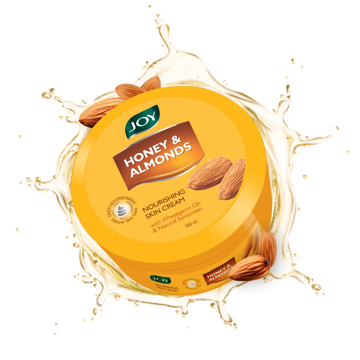 Joy Honey & Almonds Deep Nourishing Moisturizer for Face, Hands & Body (500ml) – Natural Sunscreen Cold Cream for Glowing Skin, Protects Against Dryness & Retains Moisture Balance | Perfect for Daily Hydration, Winter Skin Care & Sun Protection