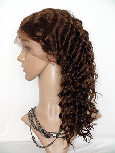 8A Grade 20 Inch 100% Human Hair Full Lace Wigs for African American Women - Peruvian Virgin Remy Deep Wave Color #4 - Perfect for Daily Wear, Parties & Special Occasions