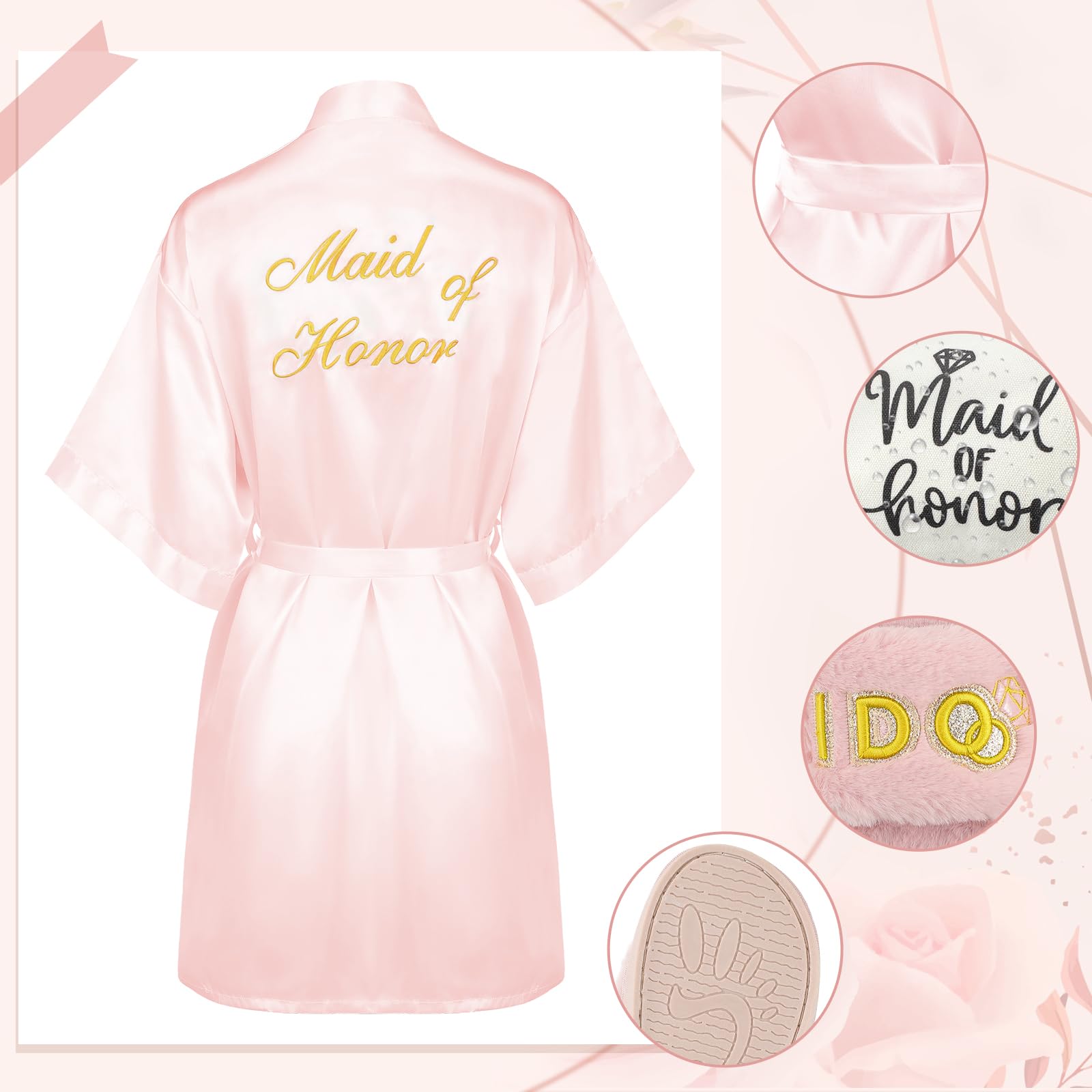 Berlune 14-Piece Bridal Gift Set - Satin Robe, Canvas Tote Bag, Stainless Steel Glasses & Slippers - Perfect Wedding Party Favors & Bridesmaid Proposal Gifts