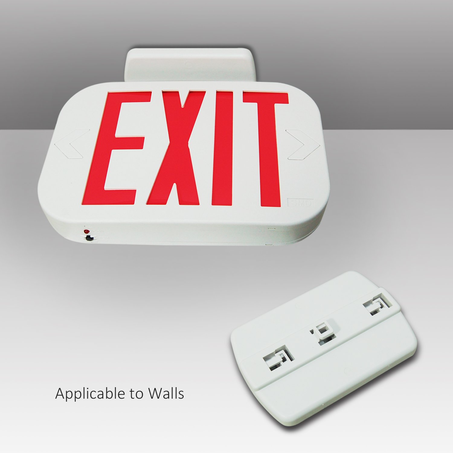 2-Pack SMD LED Exit Sign with Battery Backup - Red Letter Emergency Light (AGG2681) for Commercial Buildings, Warehouses & Public Safety