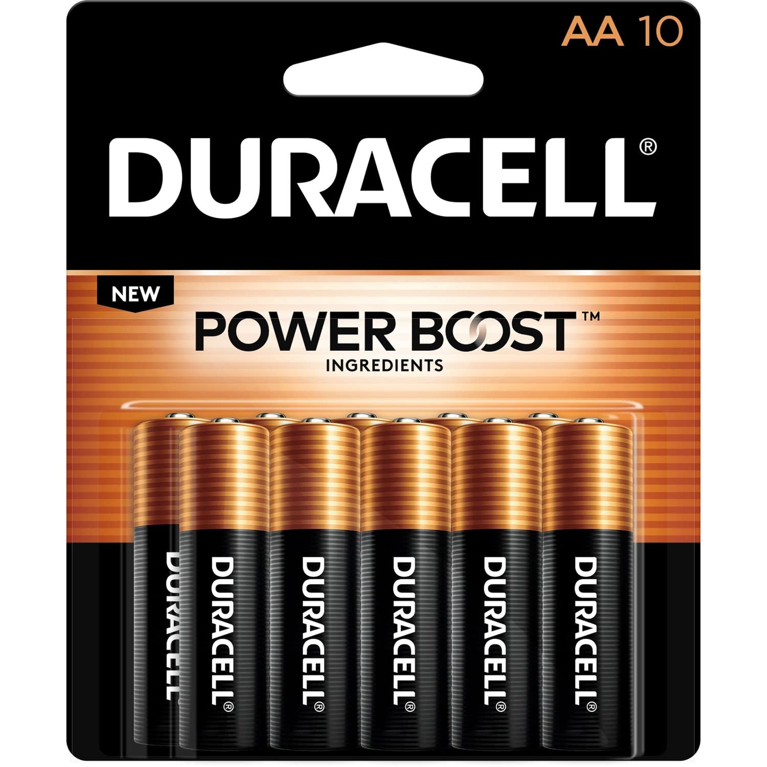 Duracell CopperTop Alkaline AA Batteries 10-Pack with Duralock Power Preserve Technology - Long-Lasting Power for Toys, Flashlights & Electronics (DURMN1500B10Z)