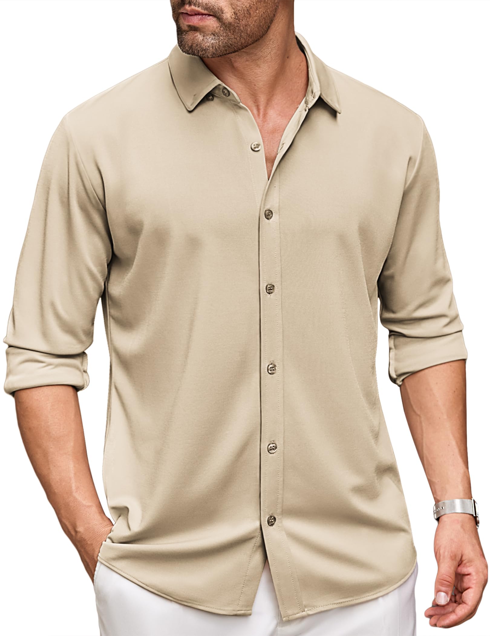 COOFANDY Men's Long Sleeve Dress Shirt | Casual Button Down Shirt for Work & Office | Wrinkle Free, Untucked, Comfort Fit | Perfect for Business, Weddings & Formal Events