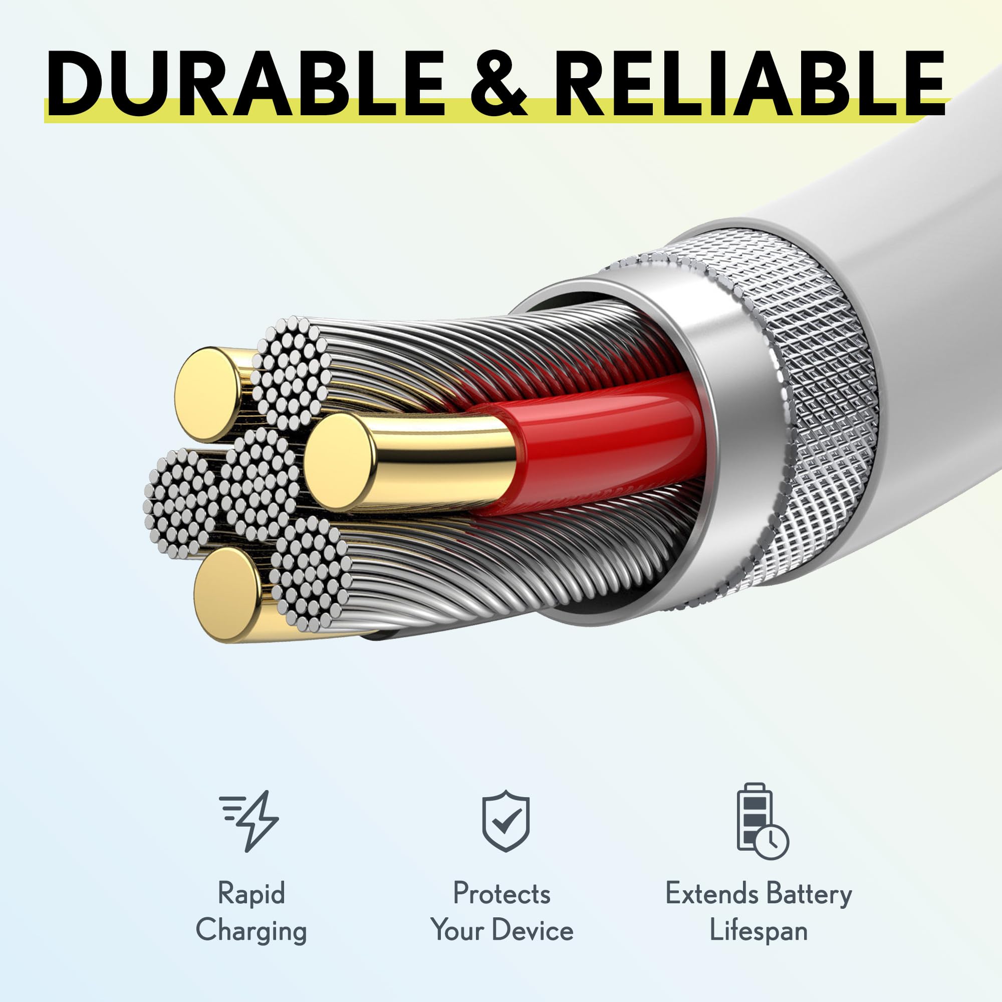 MFi Certified Lightning Cable 6ft - Fast Charging USB A to Lightning Cable for iPhone, iPad, iPod - Durable & Portable Apple Charger Cord (2-Pack) - Perfect for Home, Office & Travel Use