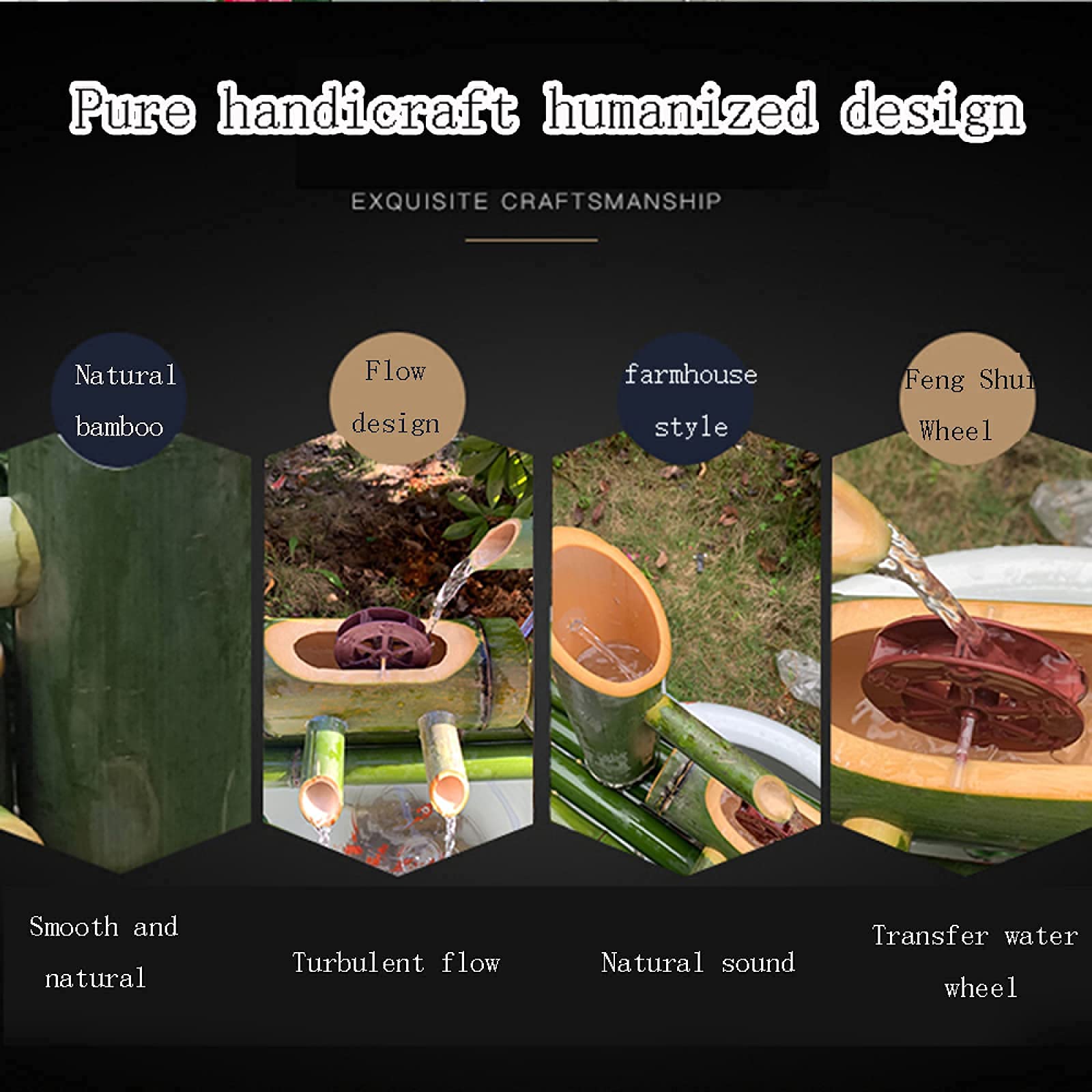 Bamboo Fountain & Bird Bath Water Feature with Pump - Garden Water Circulation System for Outdoor Decor & Relaxation | Perfect for Patio, Yard, and Zen Garden Landscaping