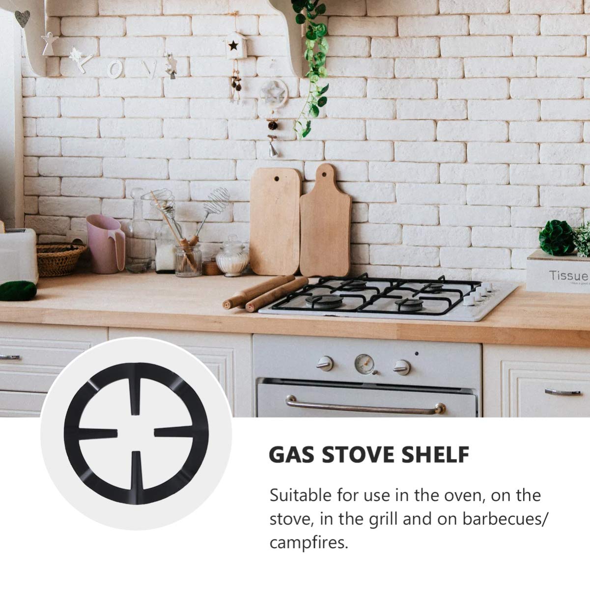 DOITOOL Cast Iron Gas Stove Stand - Heavy Duty Stove Grates, Burner Grate & Cooker Plate for Coffee Pots, Pans & Cookware - Perfect for Gas Range, Kitchen & Outdoor Cooking (Red)