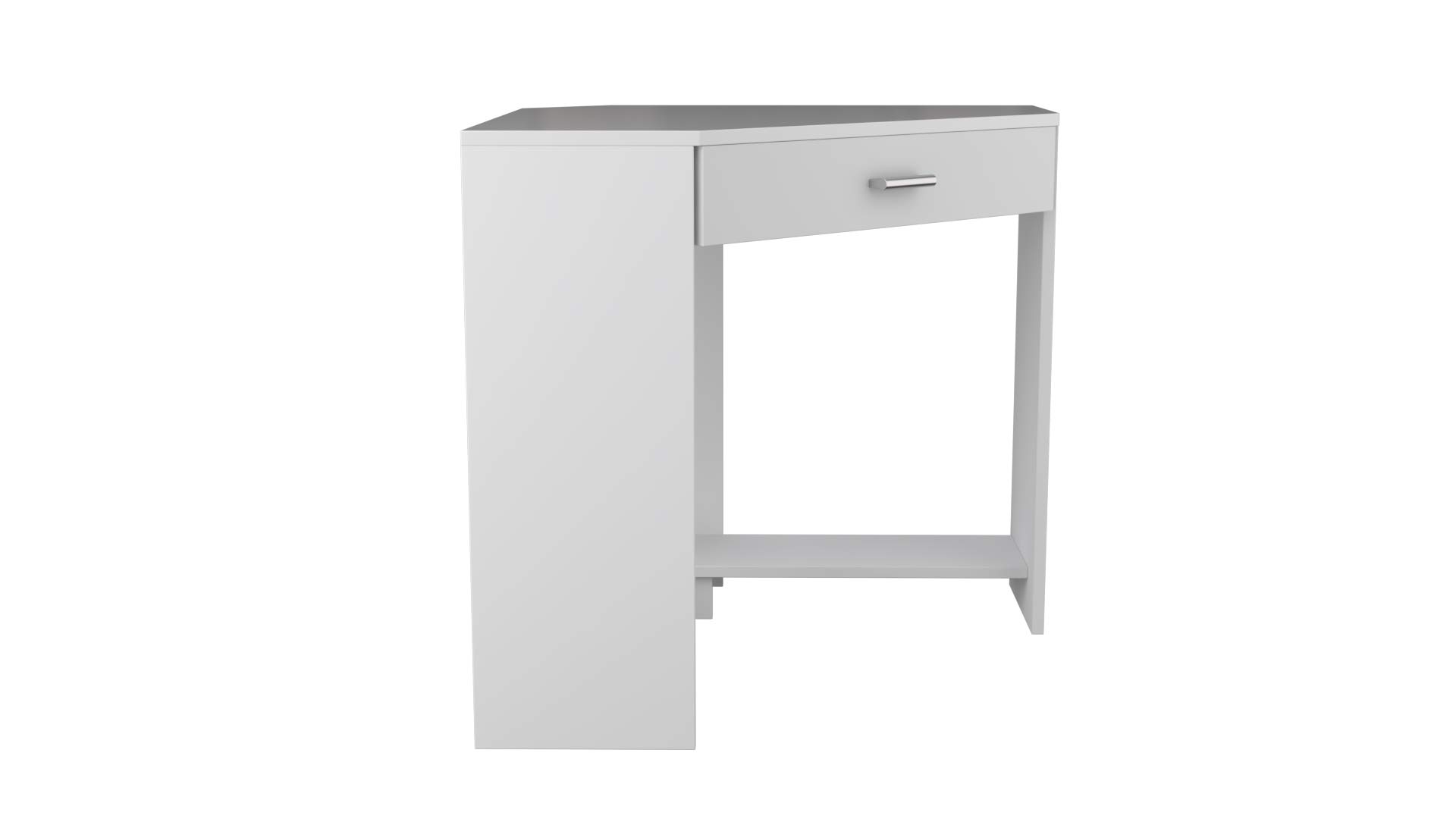 Modern Compact Corner Computer Desk - Gloss White Home Office Writing Desk for Small Spaces, Work from Home & Study