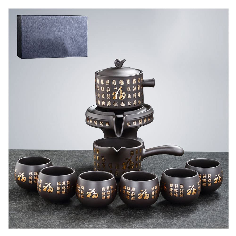 Premium 9-Piece Chinese Gongfu Tea Set - Porcelain Ceramic Teapot, Cups & Saucers for 6, Sugar Bowl, Creamer Pitcher & Teaspoon - Elegant Coffee & Tea Gift Set for Home, Office & Traditional Tea Ceremonies