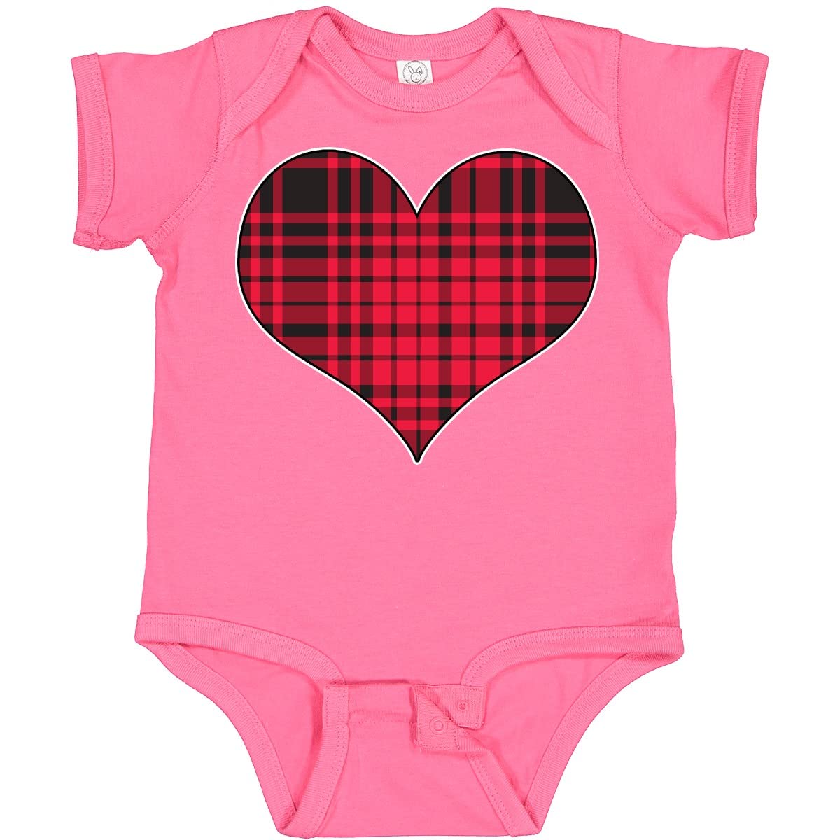 Inktastic Red Plaid Heart Baby Bodysuit - Soft Cotton Onesie for Newborns & Infants - Perfect for Family Photos, Holidays & Everyday Wear