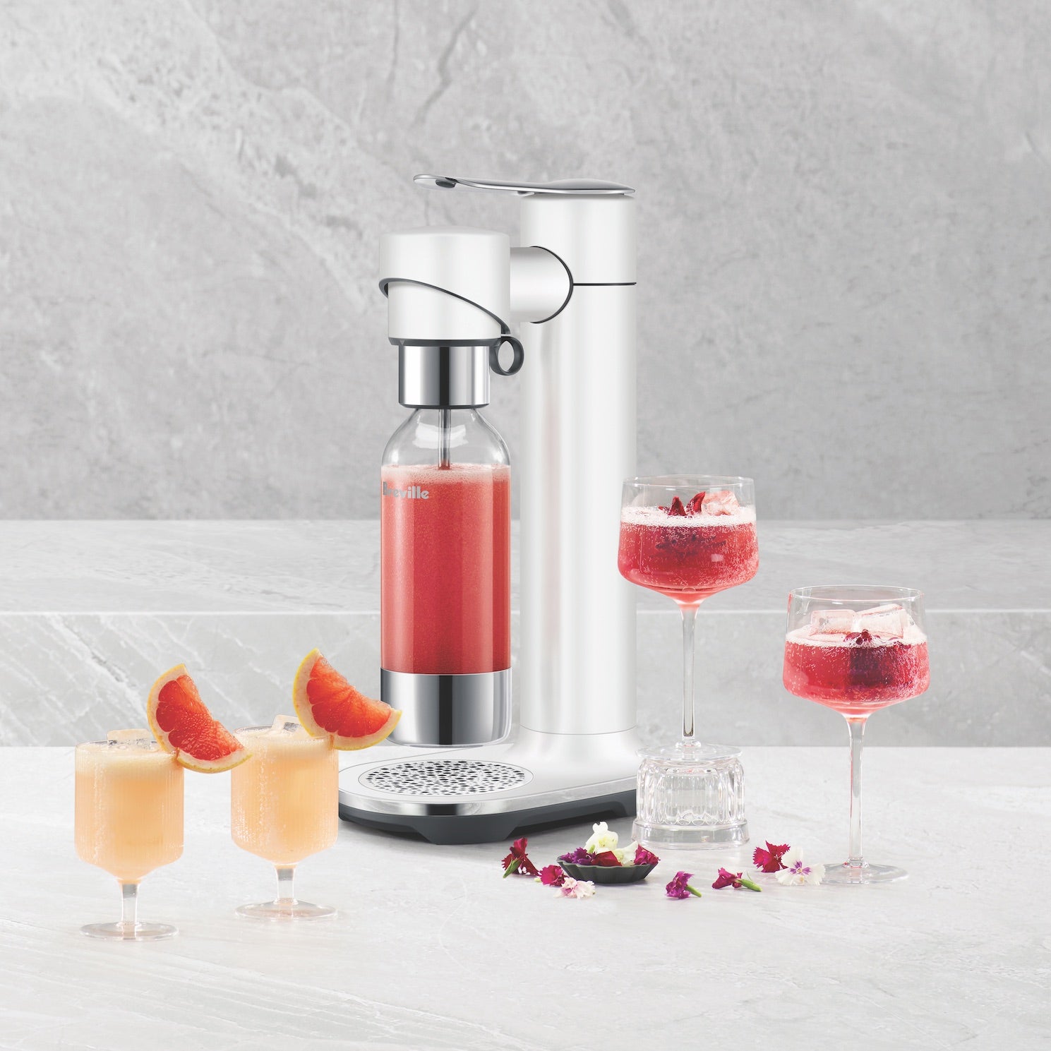 Breville the Infizz Fusion Sparkling Water Maker - Countertop Soda Machine with CO2 Carbonation, Sea Salt Color (BCA800SST0ZNA1) | Perfect for Home, Office, Parties & Healthy Hydration