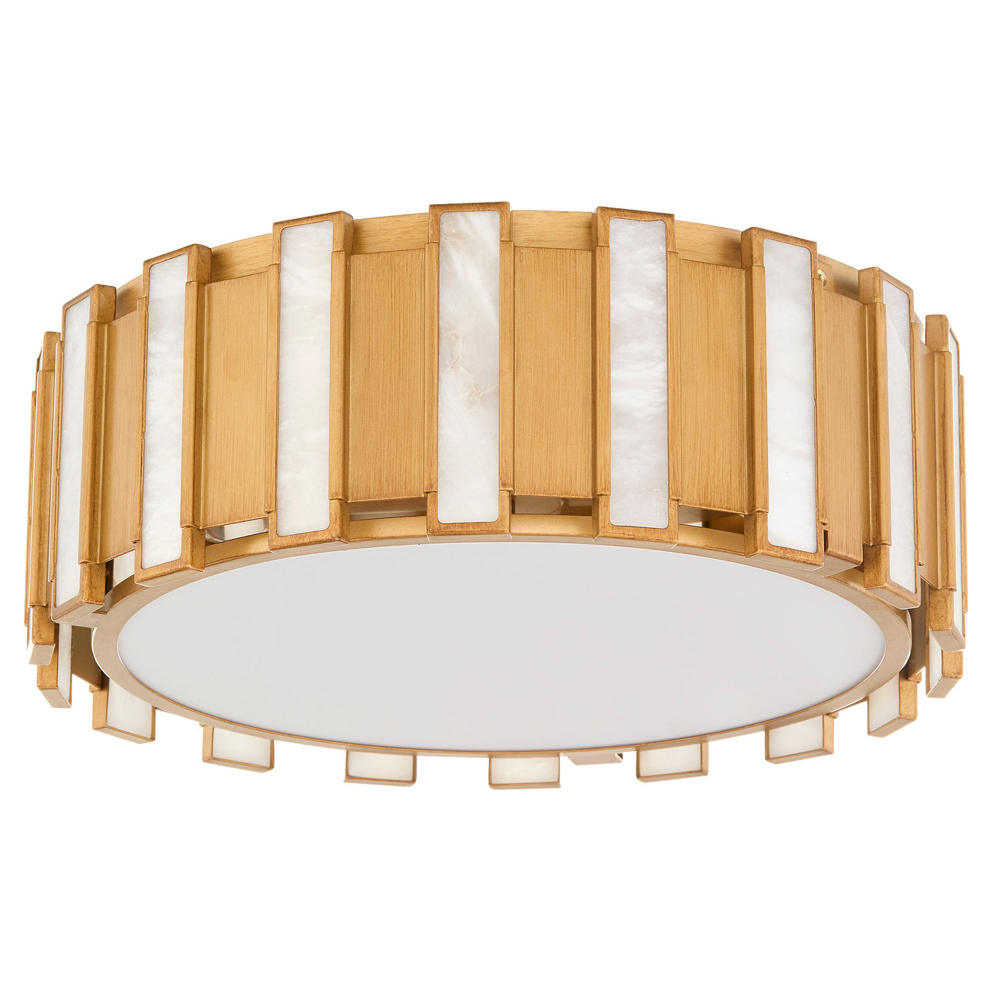 Cyan Design 11948 Volterra 4-Light Flush Mount Ceiling Fixture - Aged Brass Finish with Alabaster Glass Panels | Modern Lighting for Bedroom, Living Room & Hallway